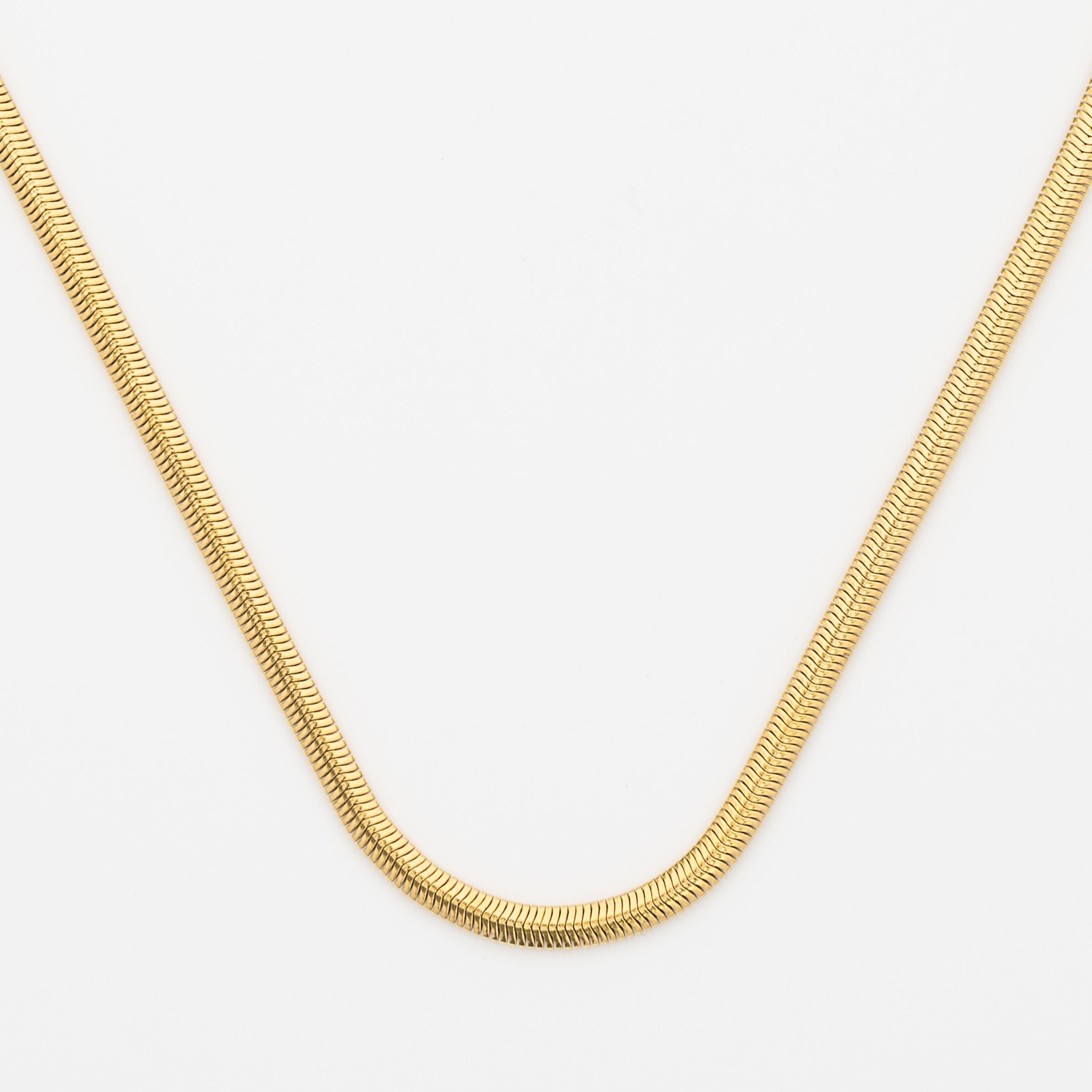 Waterproof Gold Matte Herringbone Necklace