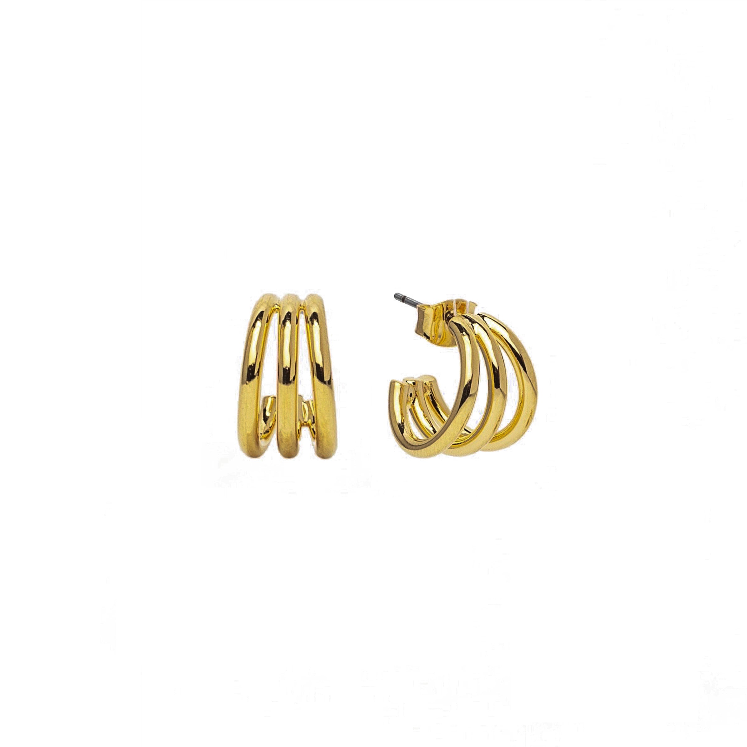 18K Gold Triple Mini Hoops
