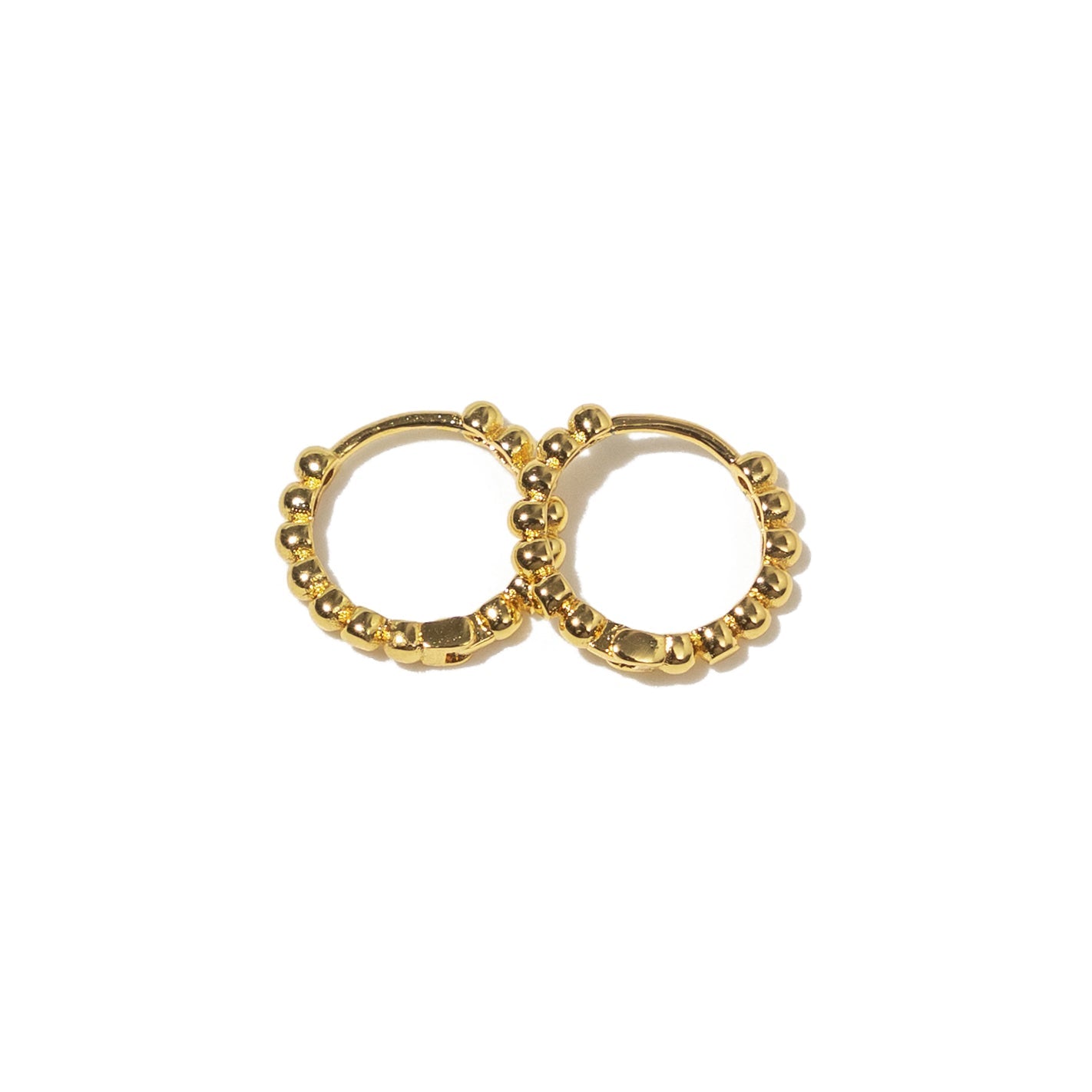18K Gold Dainty Beaded Hoops