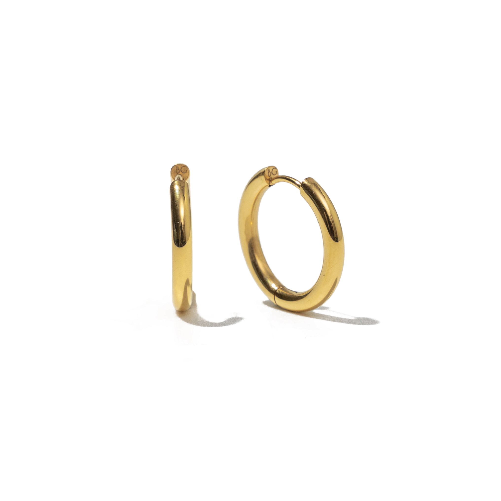 Waterproof 16mm Gold Basic Hoops
