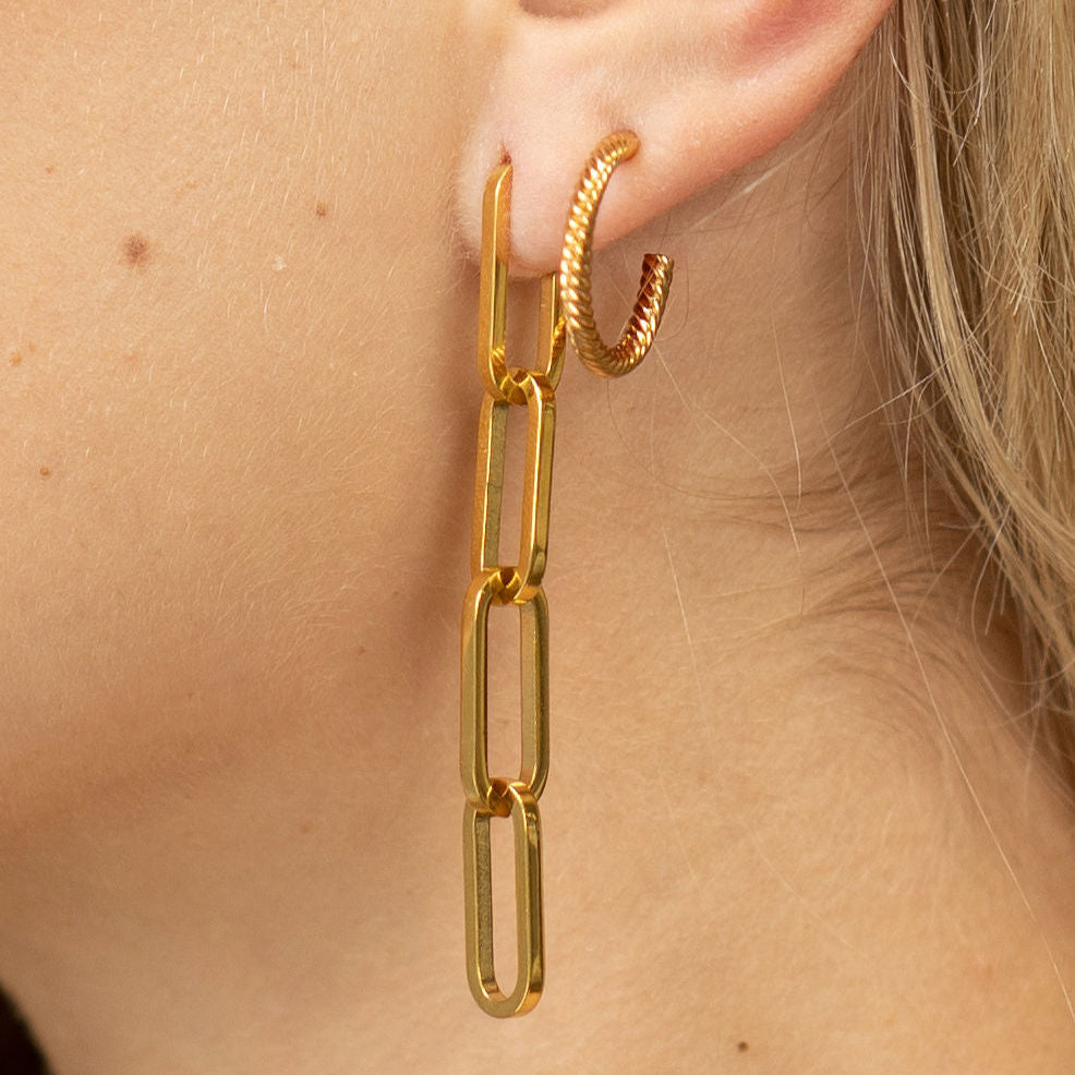 24K Gold Chain Link Earrings