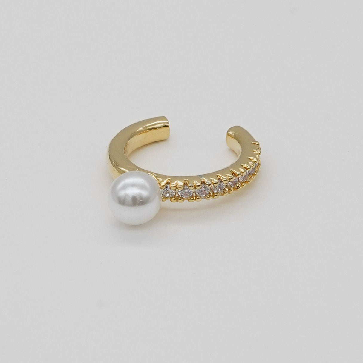14K Gold Pearl Ear Cuff