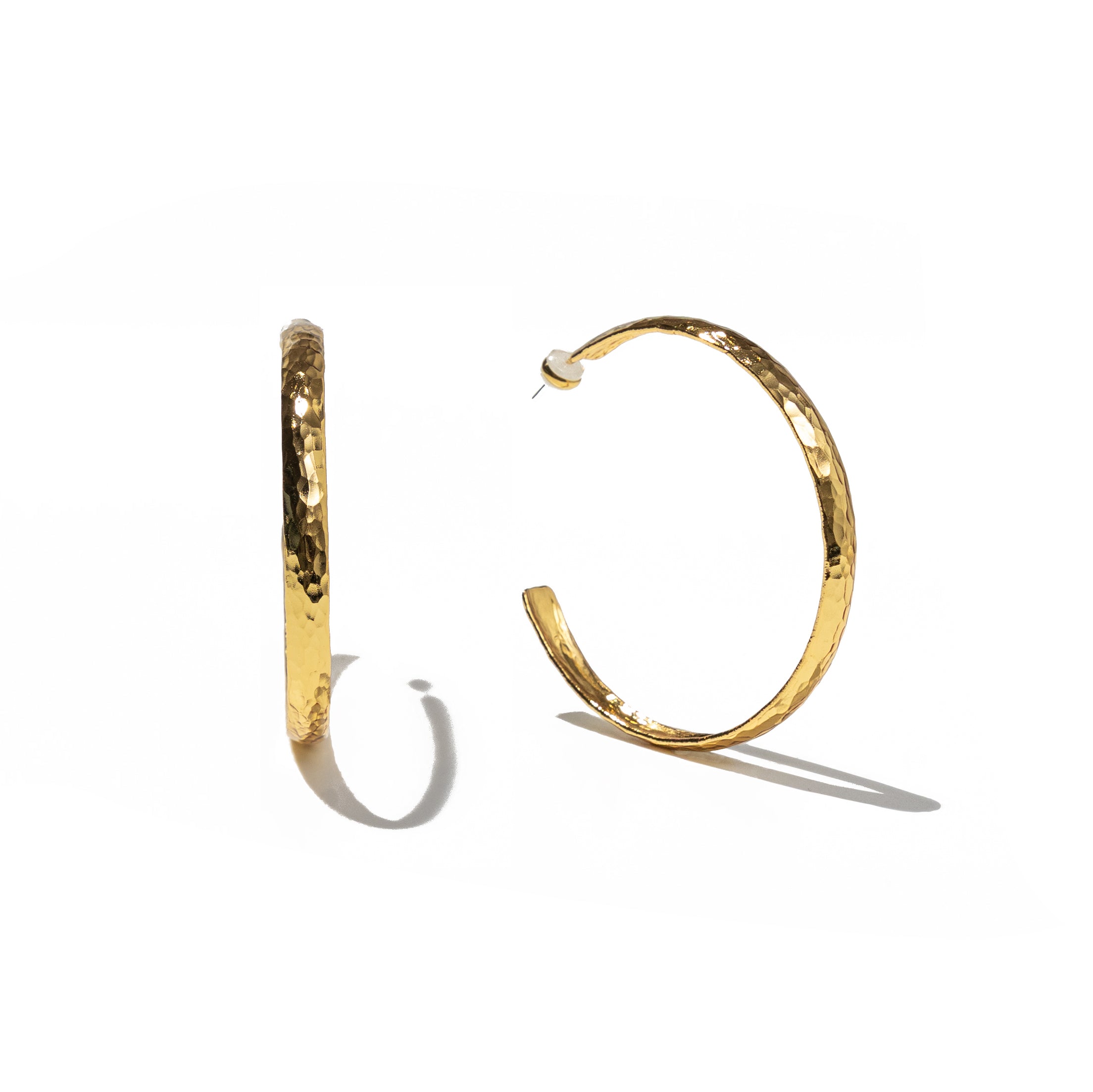 24K Gold Statement Hammered Hoops