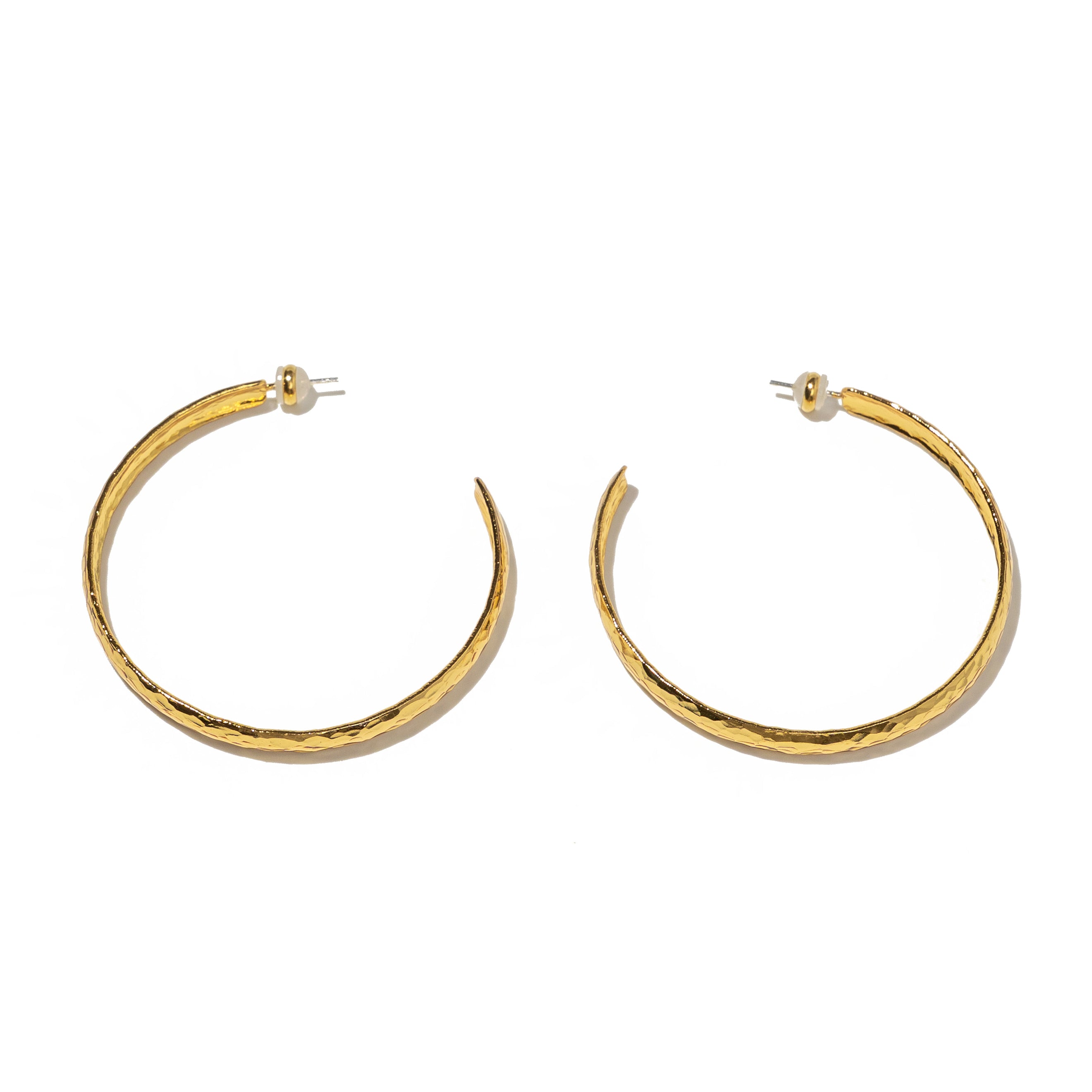 24K Gold Statement Hammered Hoops