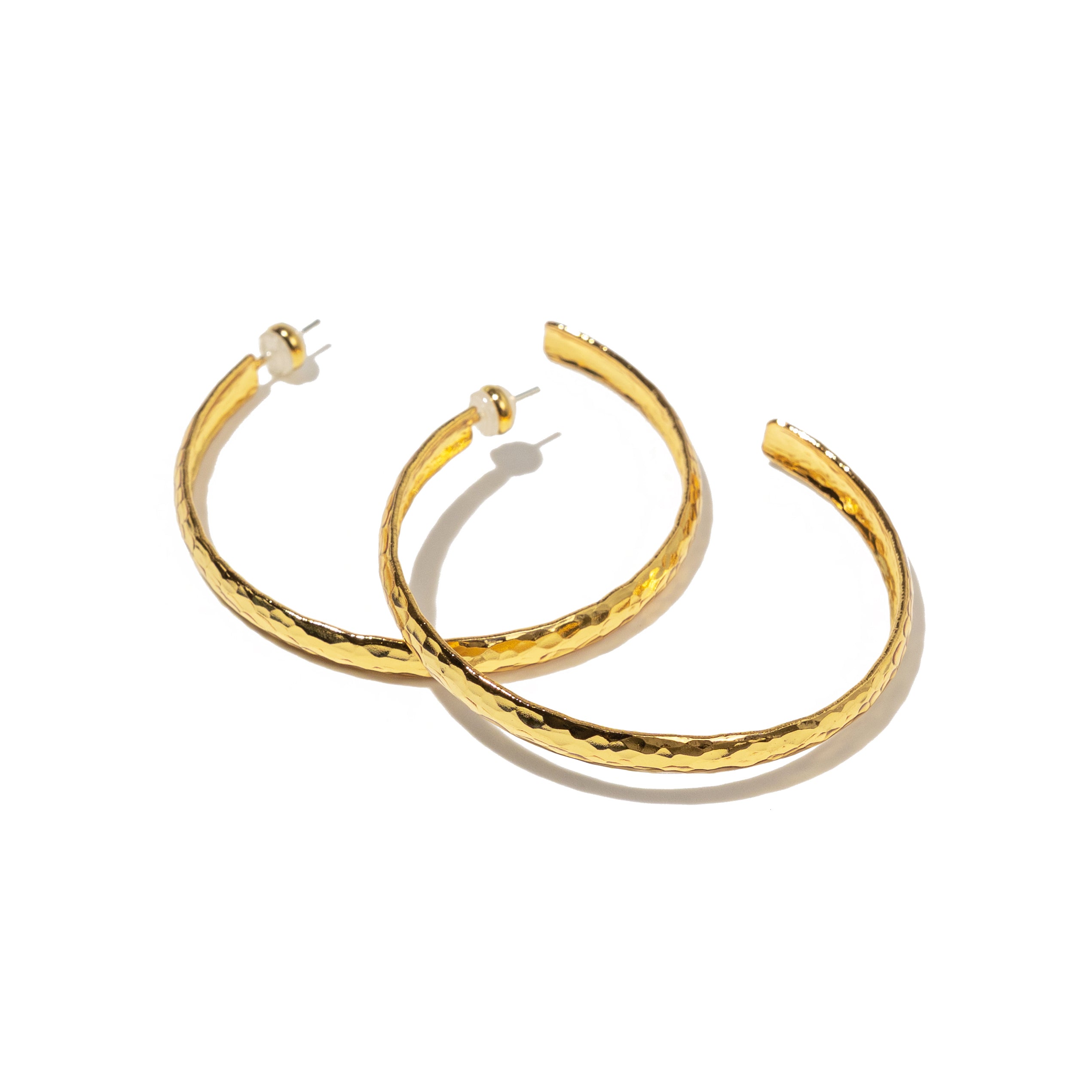 24K Gold Statement Hammered Hoops