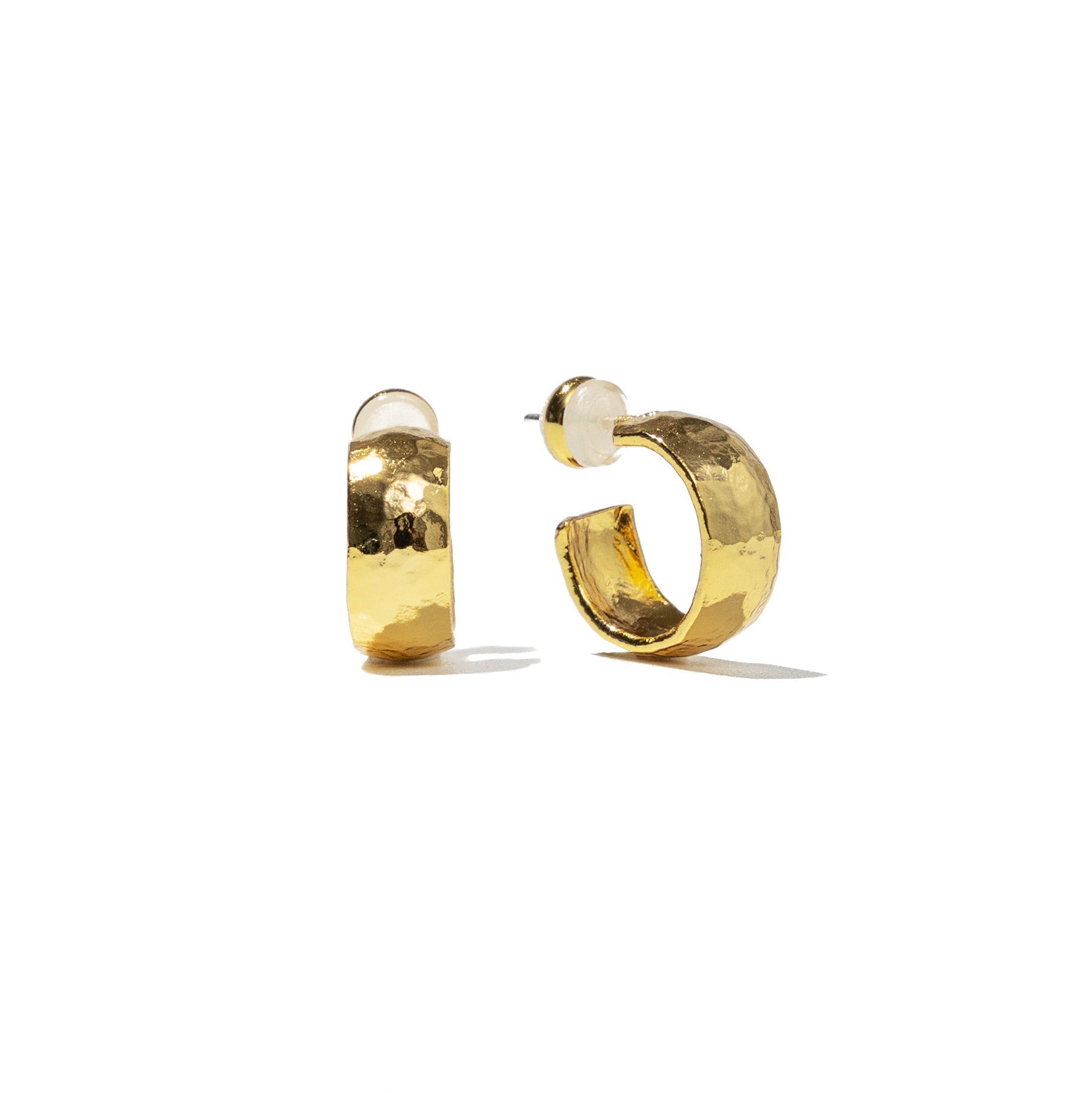 24K Gold Mini Hammered Hoops