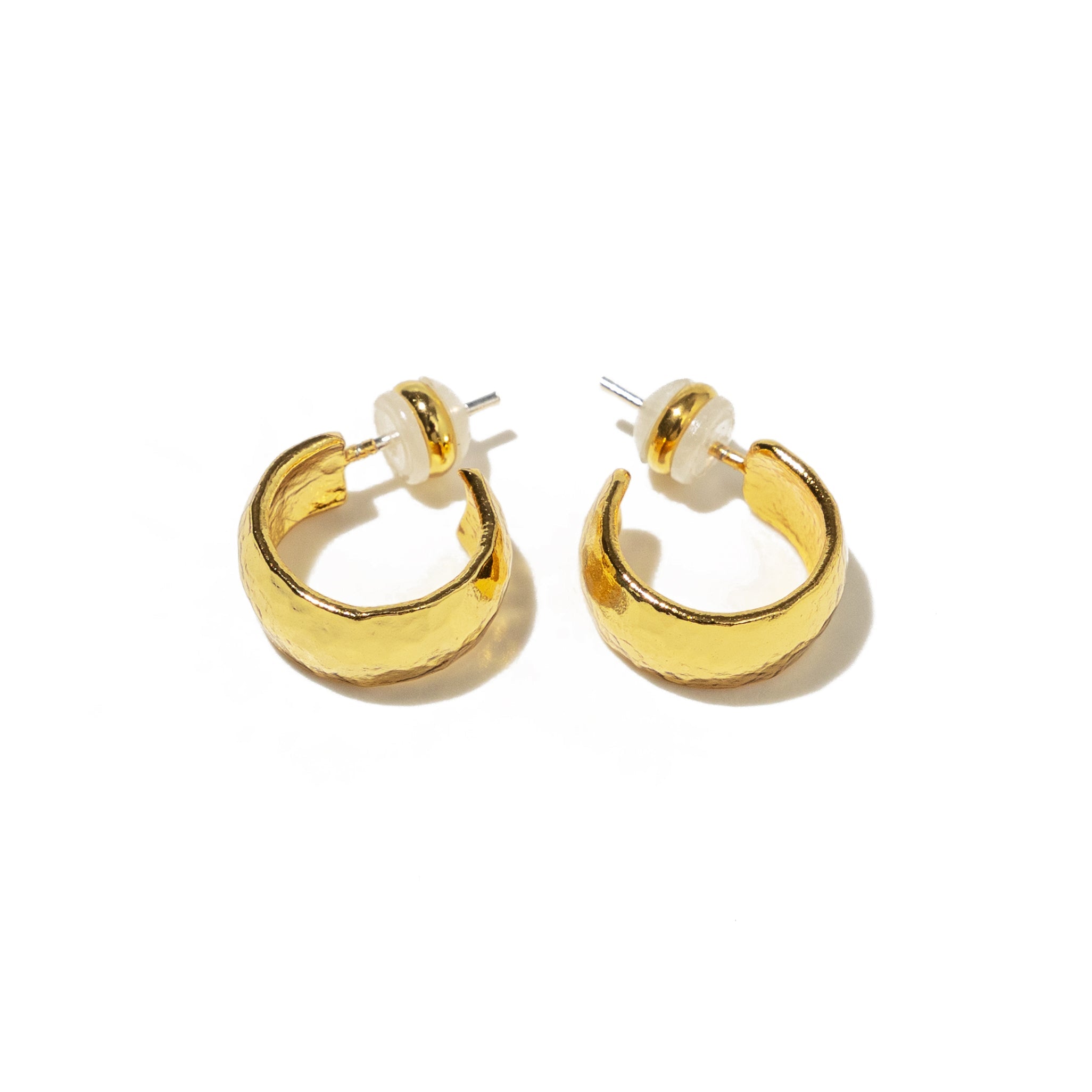 24K Gold Mini Hammered Hoops