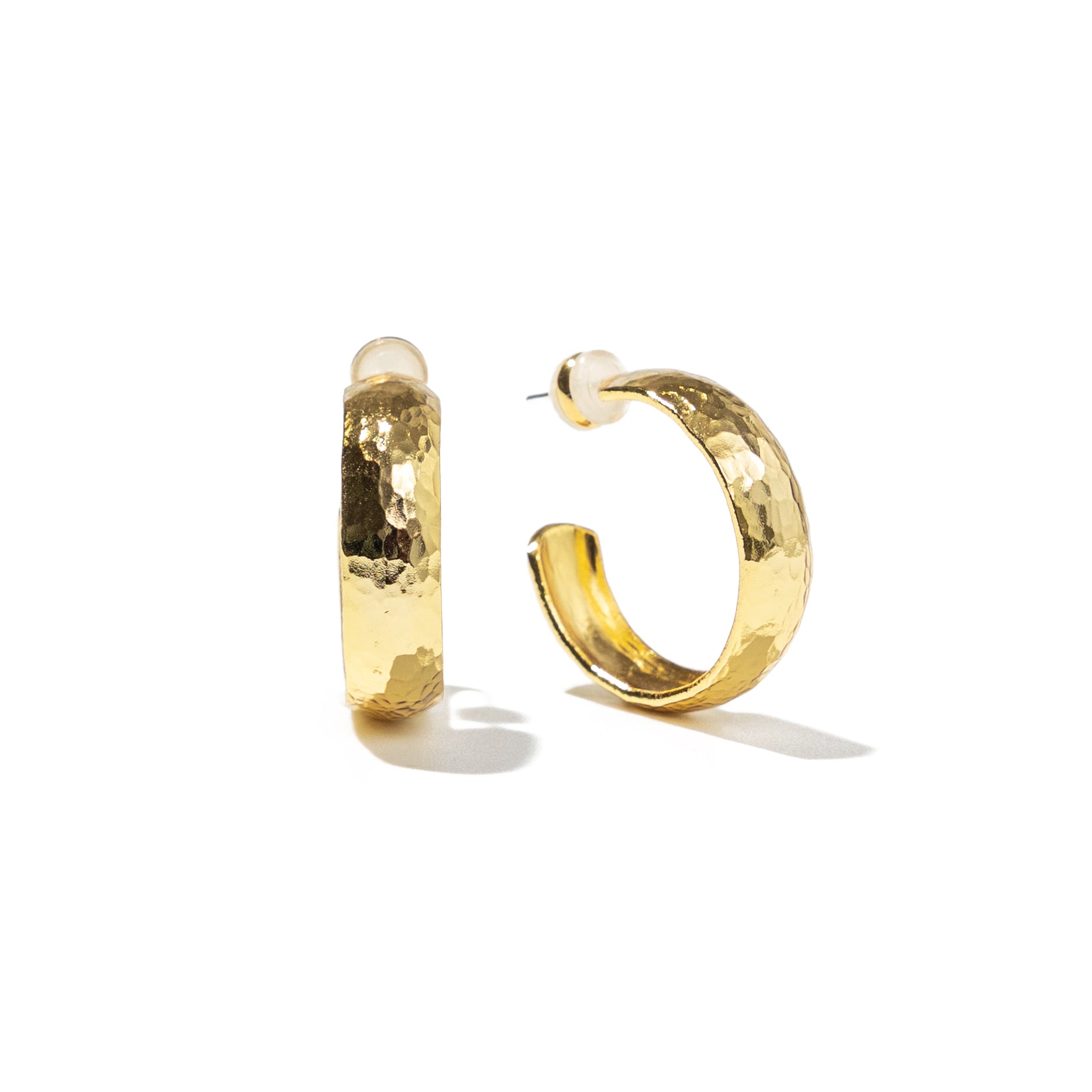 24K Gold Hammered Hoops