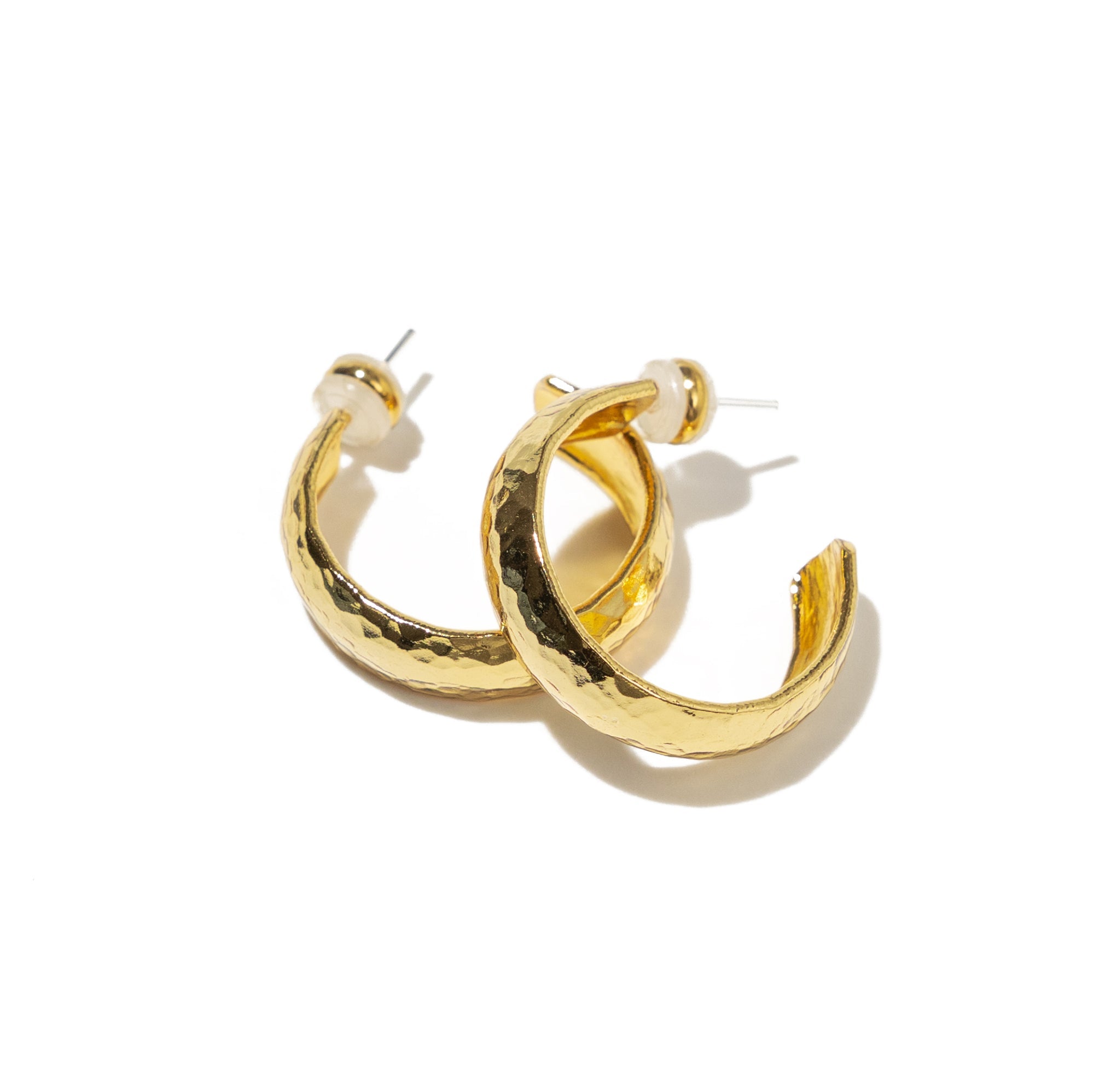 24K Gold Hammered Hoops