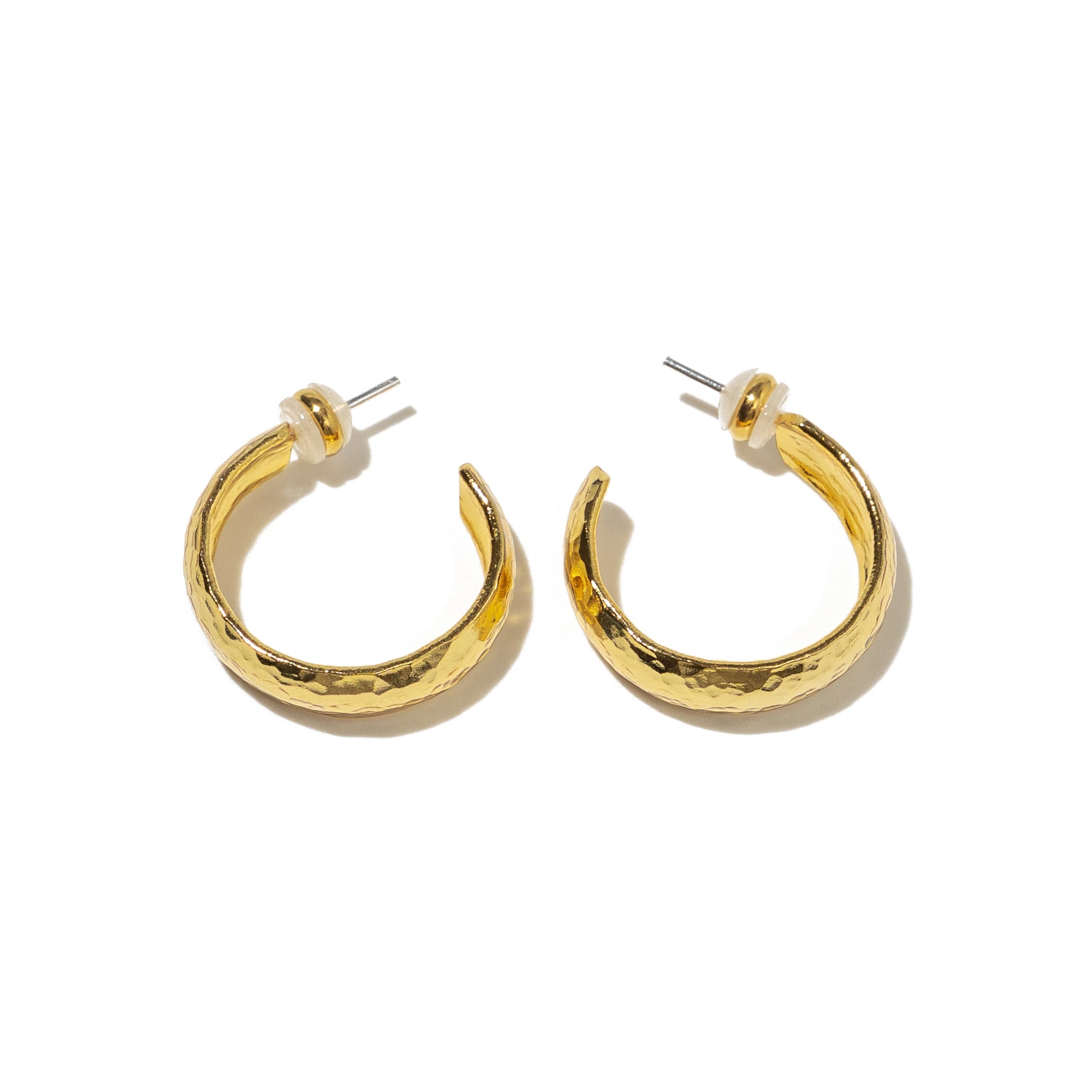 24K Gold Hammered Hoops