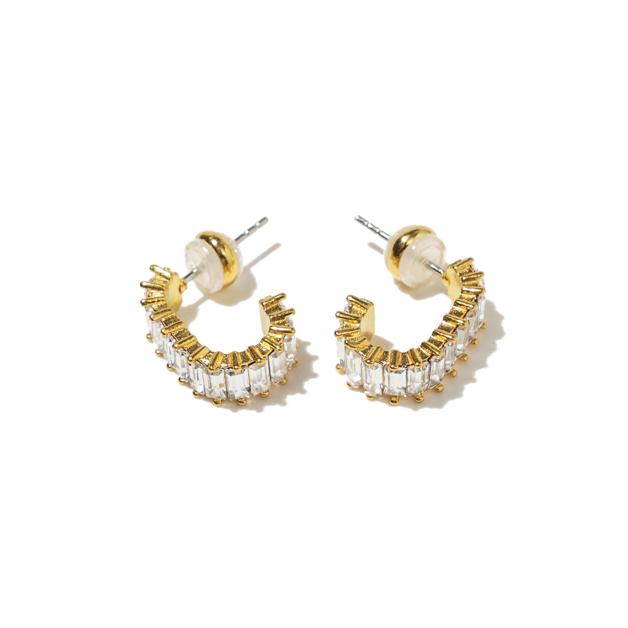 18K Gold Squared Diamond Hoops 486