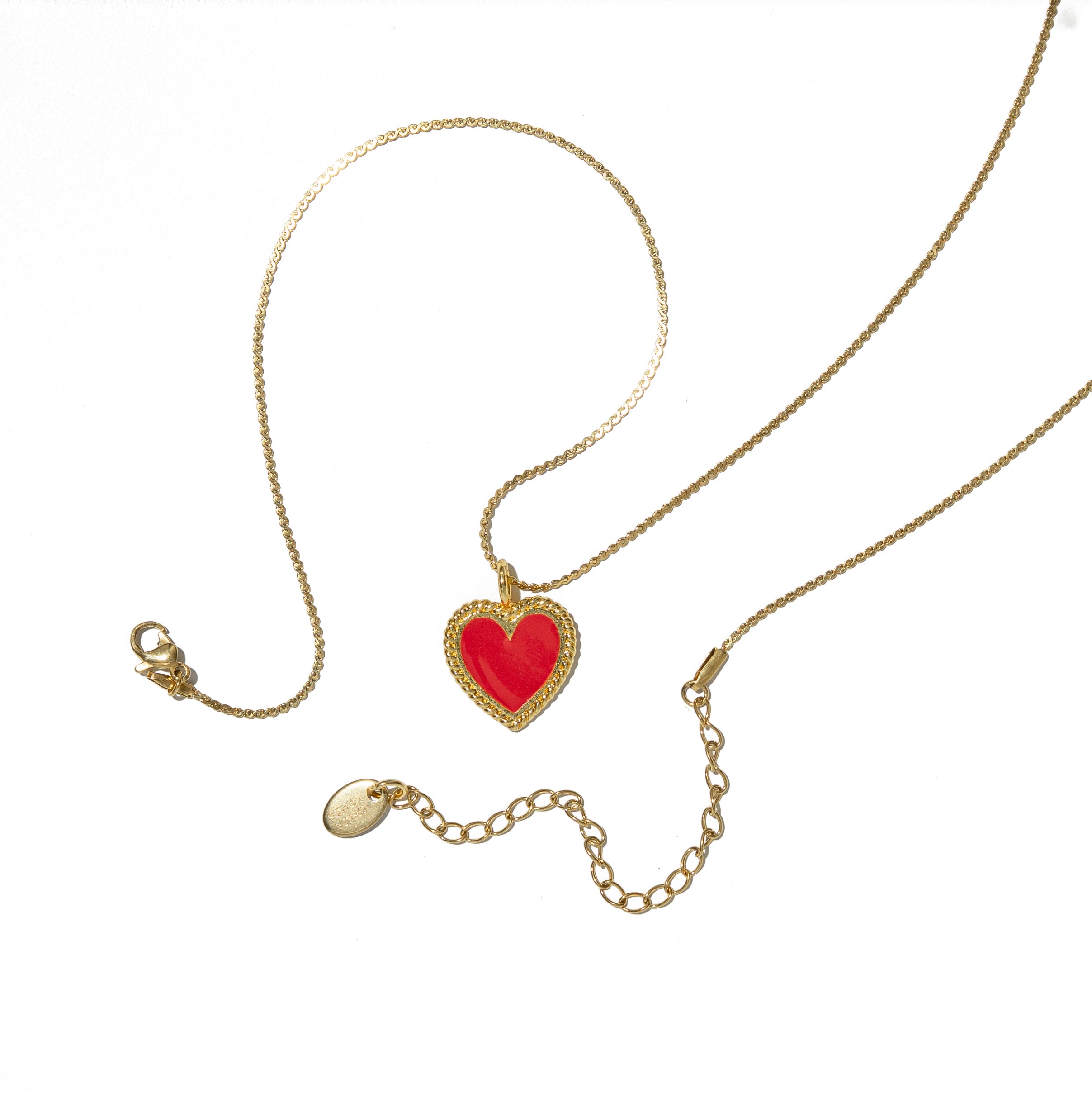 24K Gold Red Heart Necklace