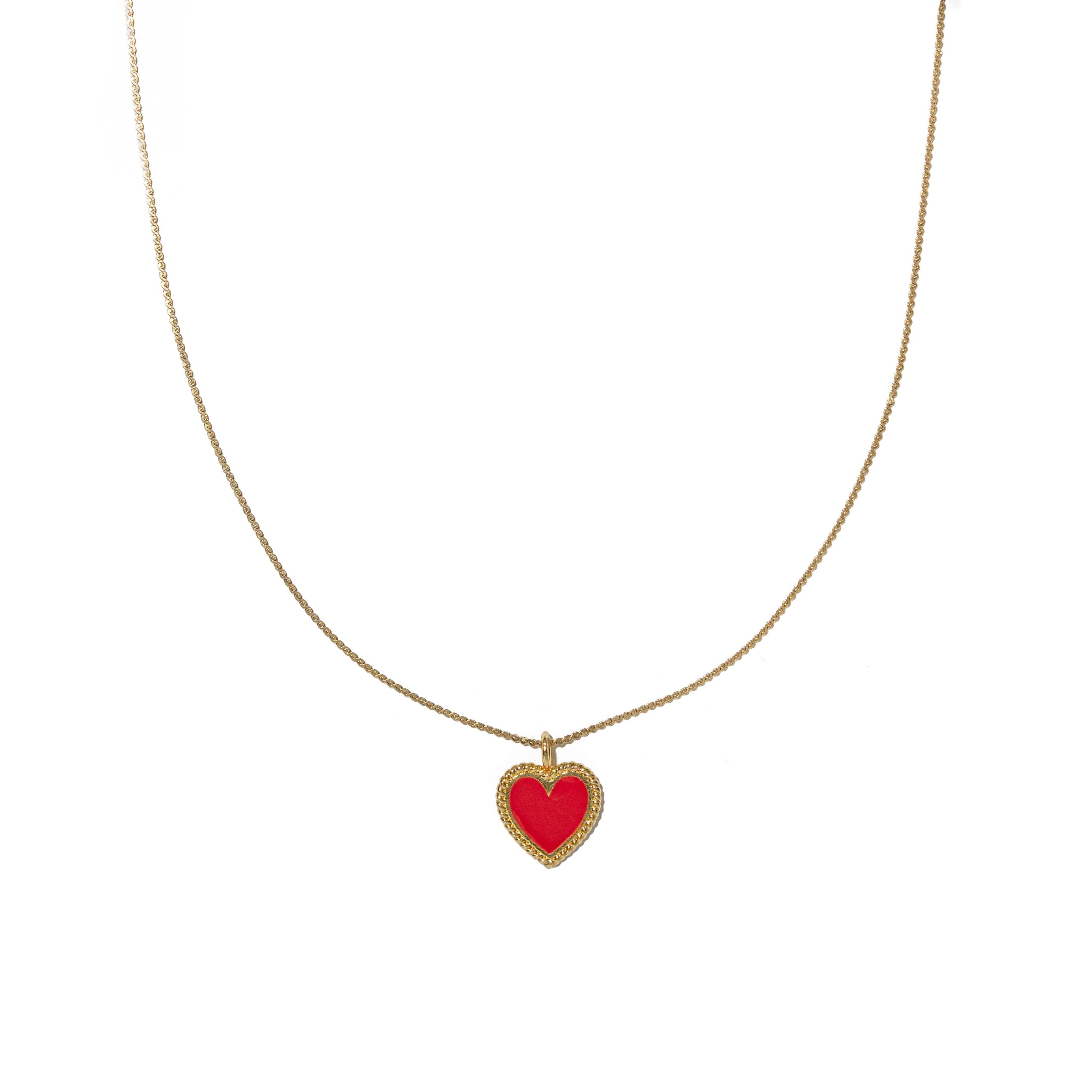 24K Gold Red Heart Necklace