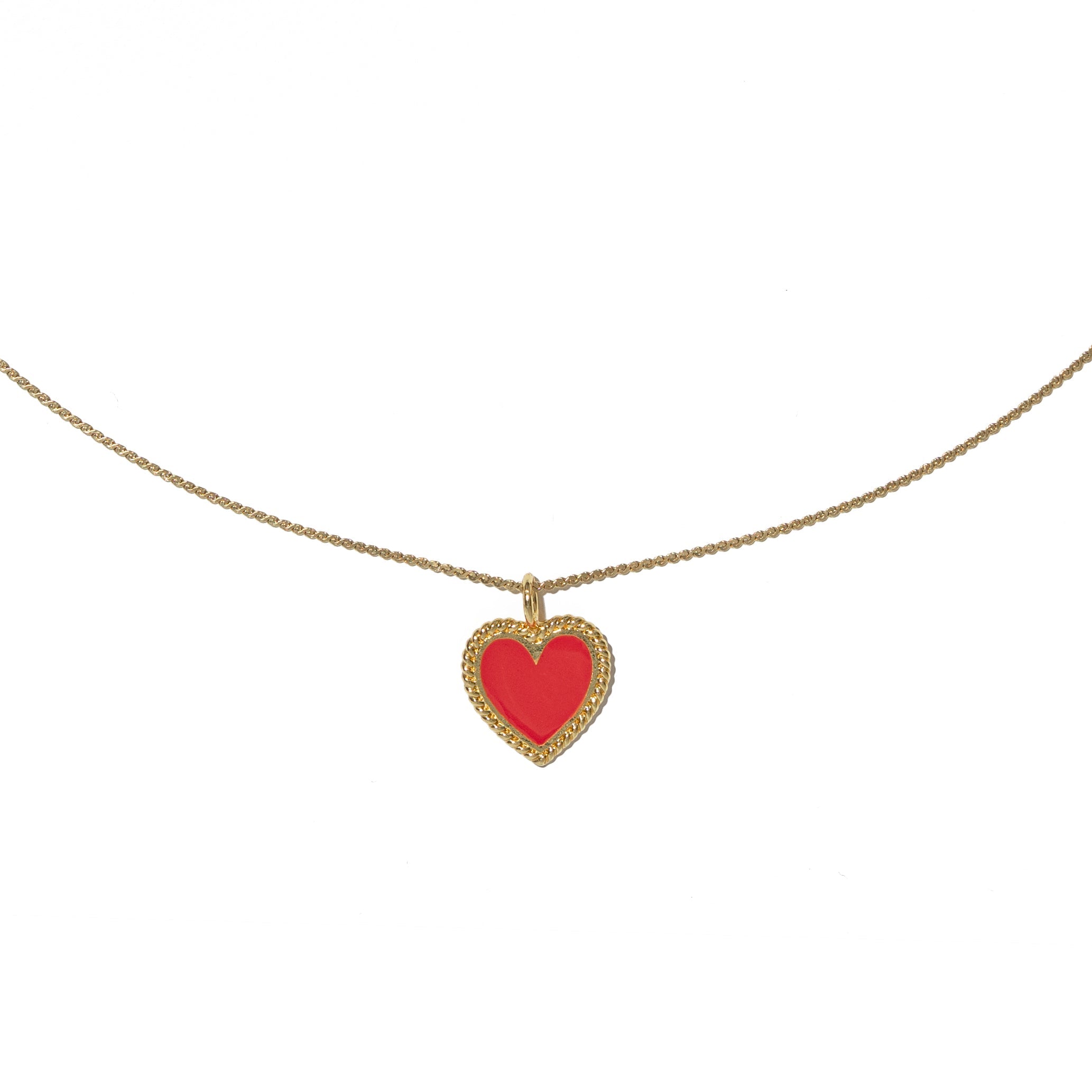 24K Gold Red Heart Necklace