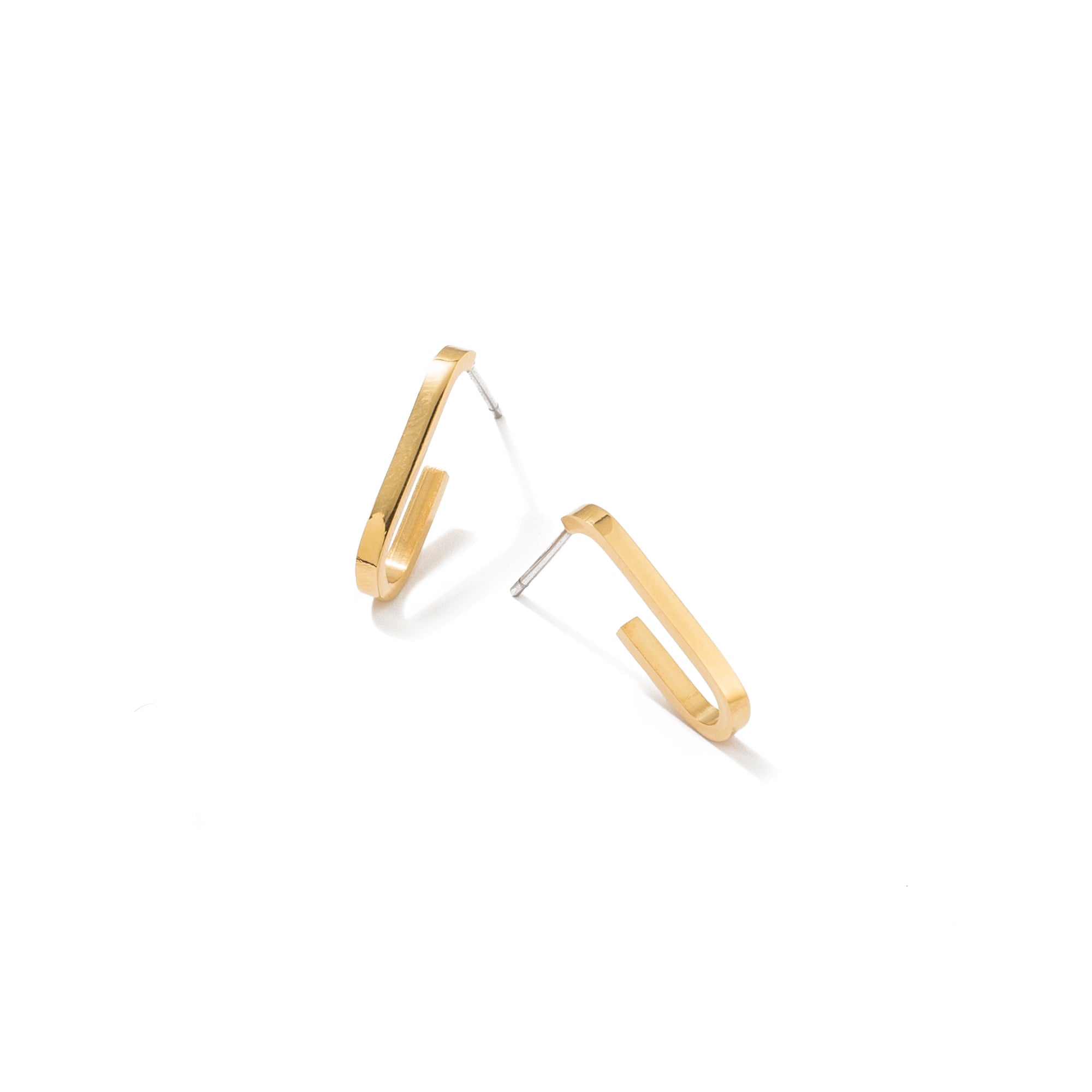 Waterproof Gold Paperclip Hoops