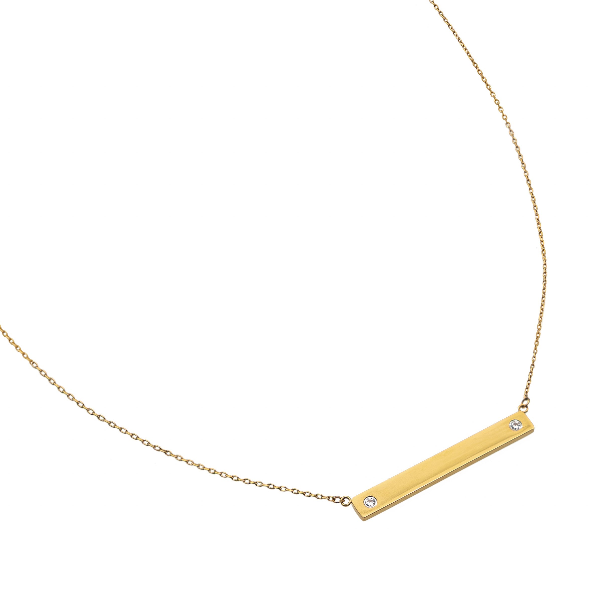 Waterproof Gold Diamond Bar Necklace (Get it engraved!)