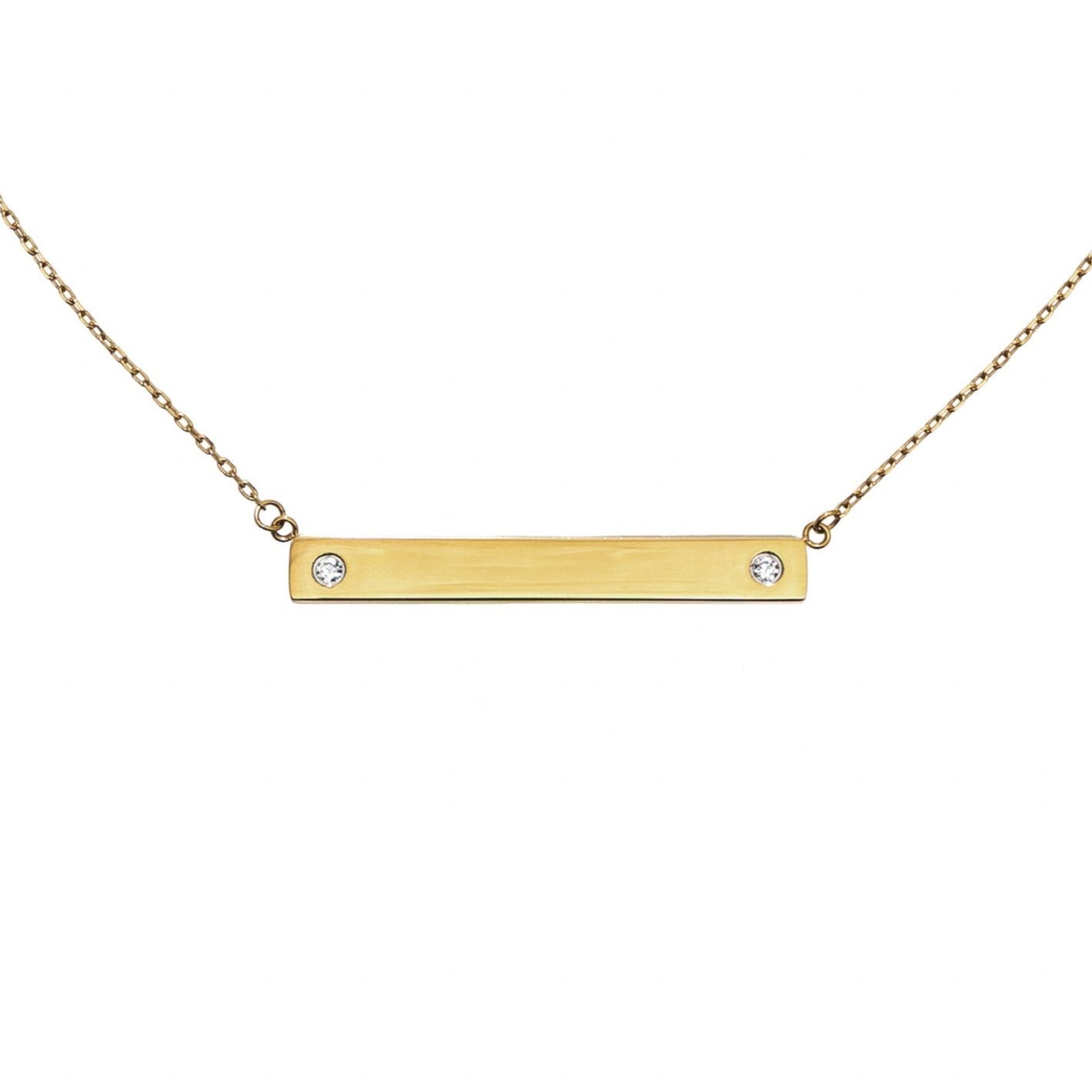 Waterproof Gold Diamond Bar Necklace (Get it engraved!)