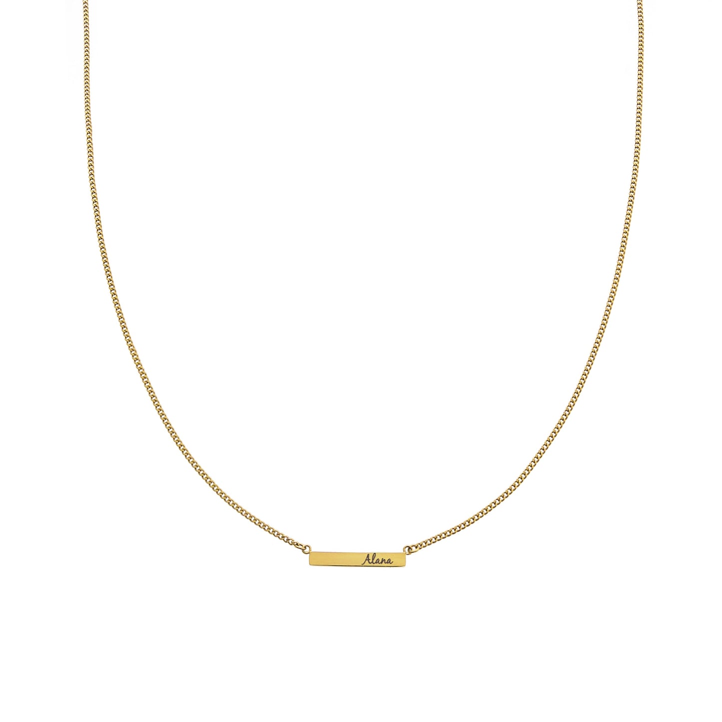 Personalized Bar Necklace Mini, Paperclip Chain