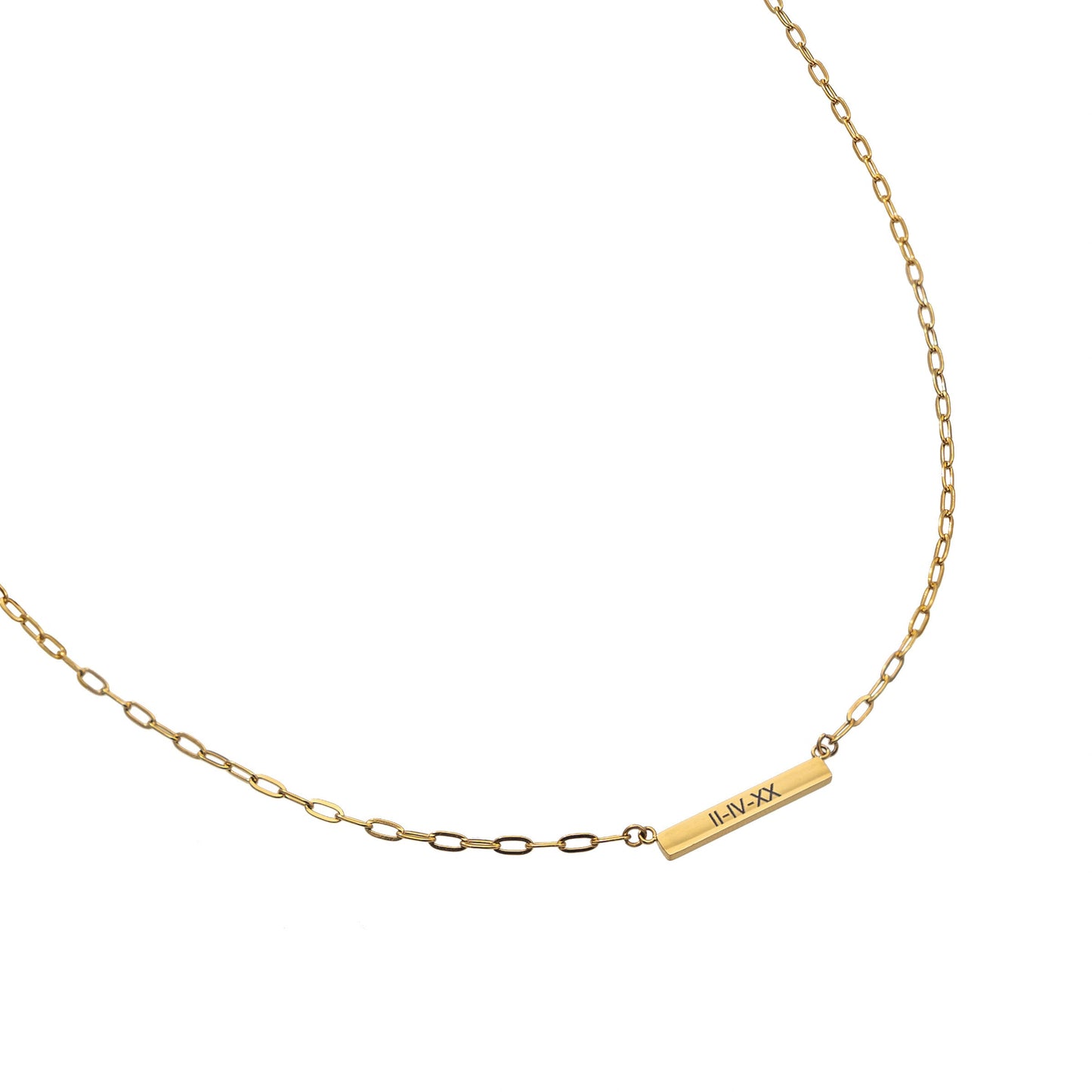 Personalized Bar Necklace Mini, Paperclip Chain