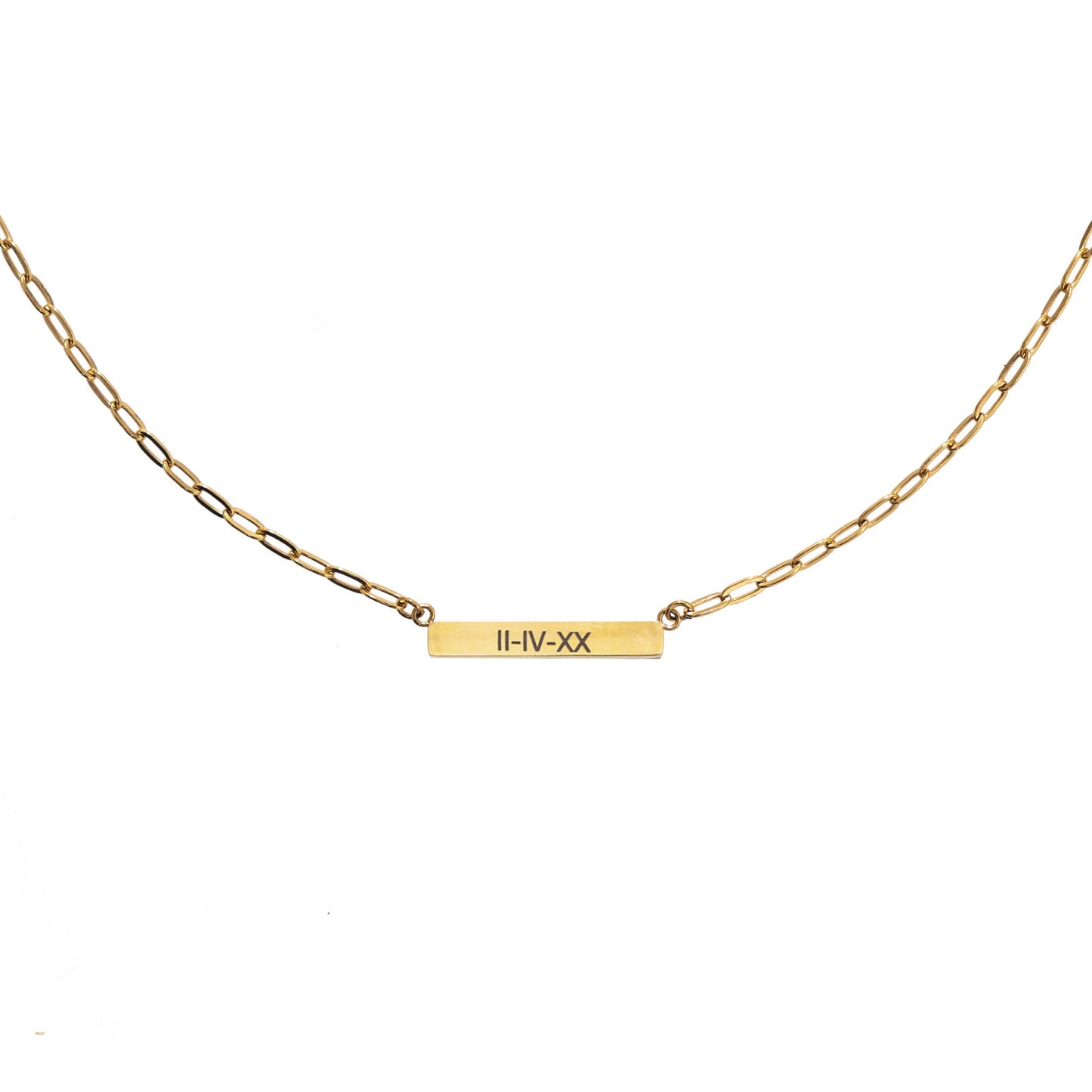 Personalized Bar Necklace Mini, Paperclip Chain