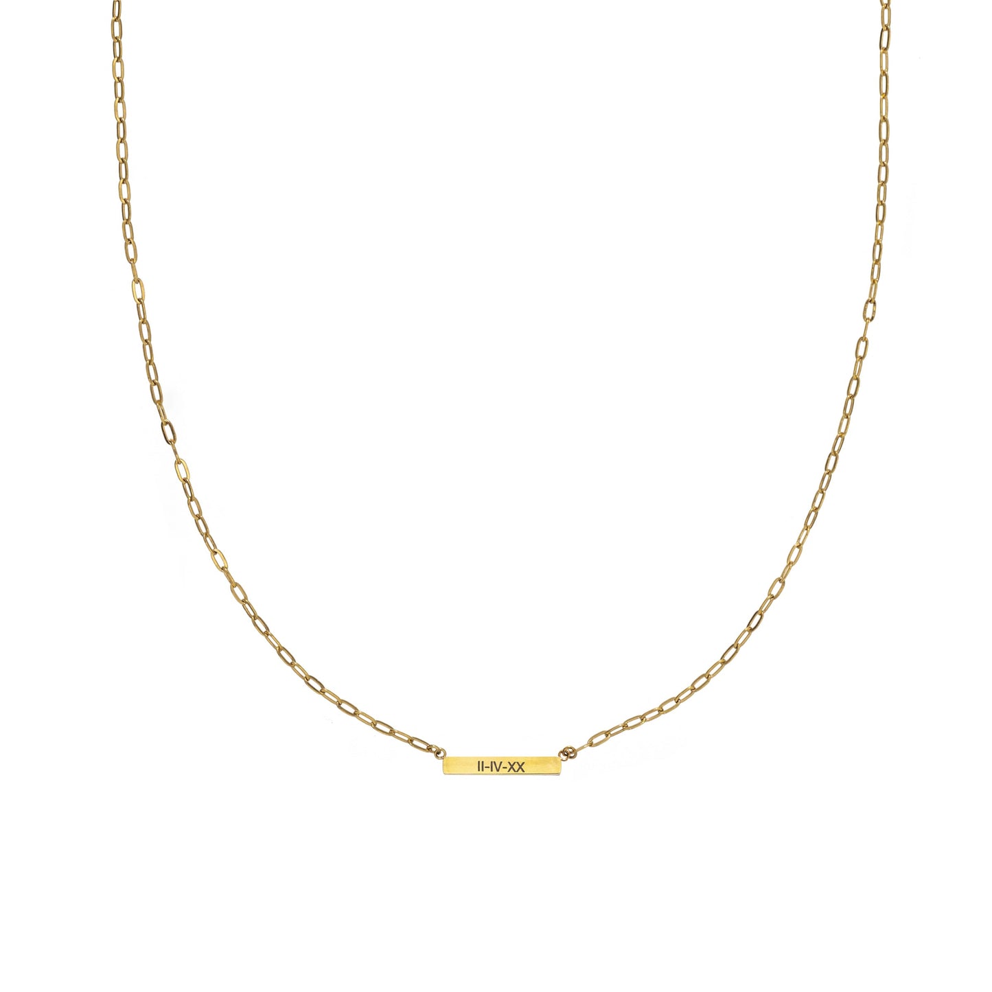 Personalized Bar Necklace Mini, Paperclip Chain