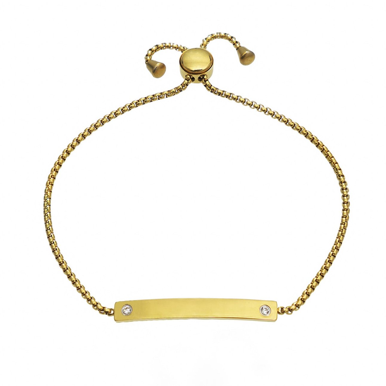 Waterproof Gold Diamond Bar Bracelet (Get it engraved!)