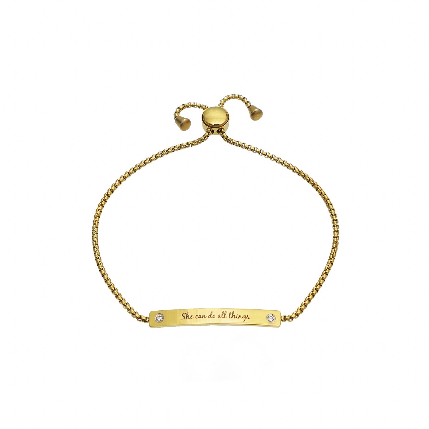 Waterproof Gold Diamond Bar Bracelet (Get it engraved!)
