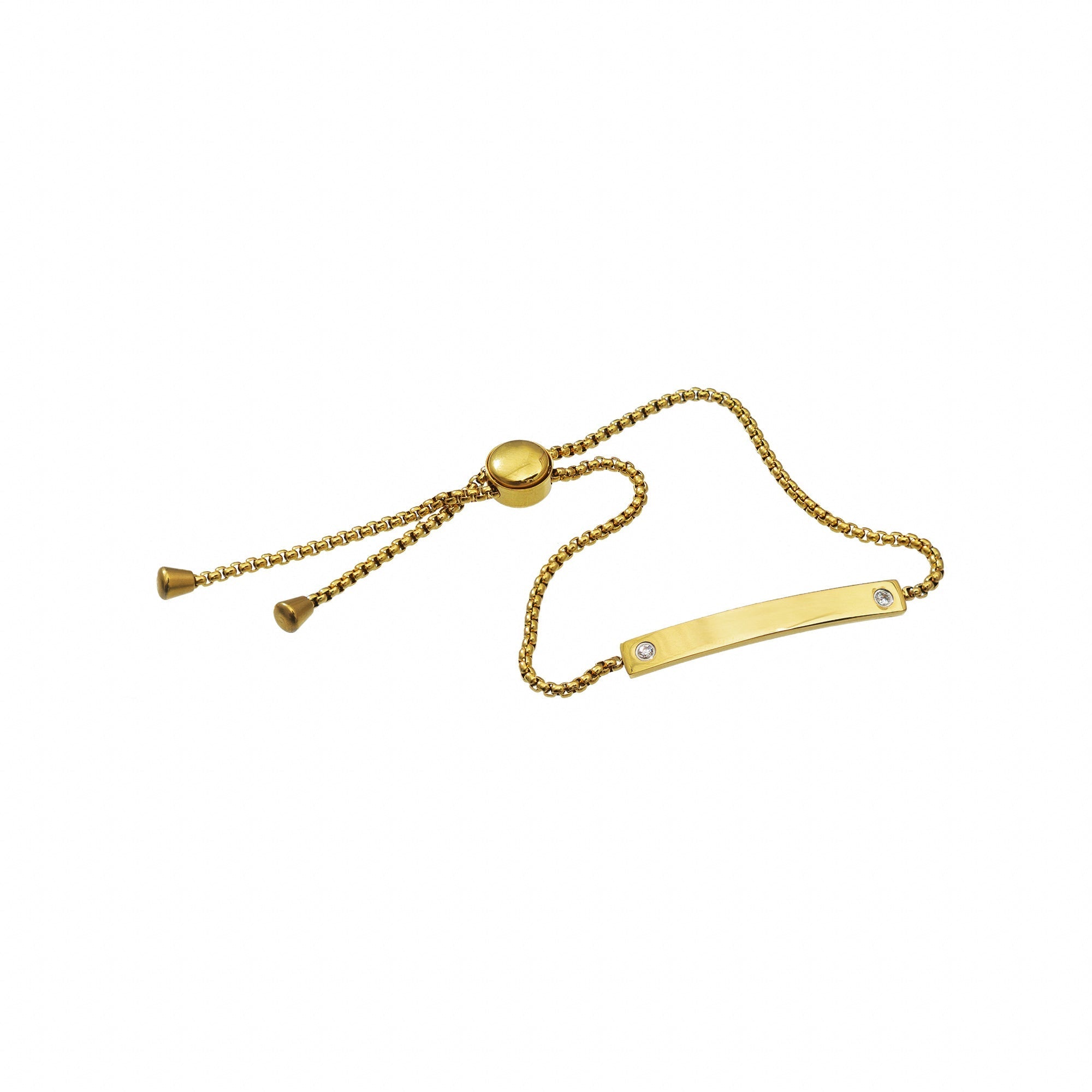 Waterproof Gold Diamond Bar Bracelet (Get it engraved!)