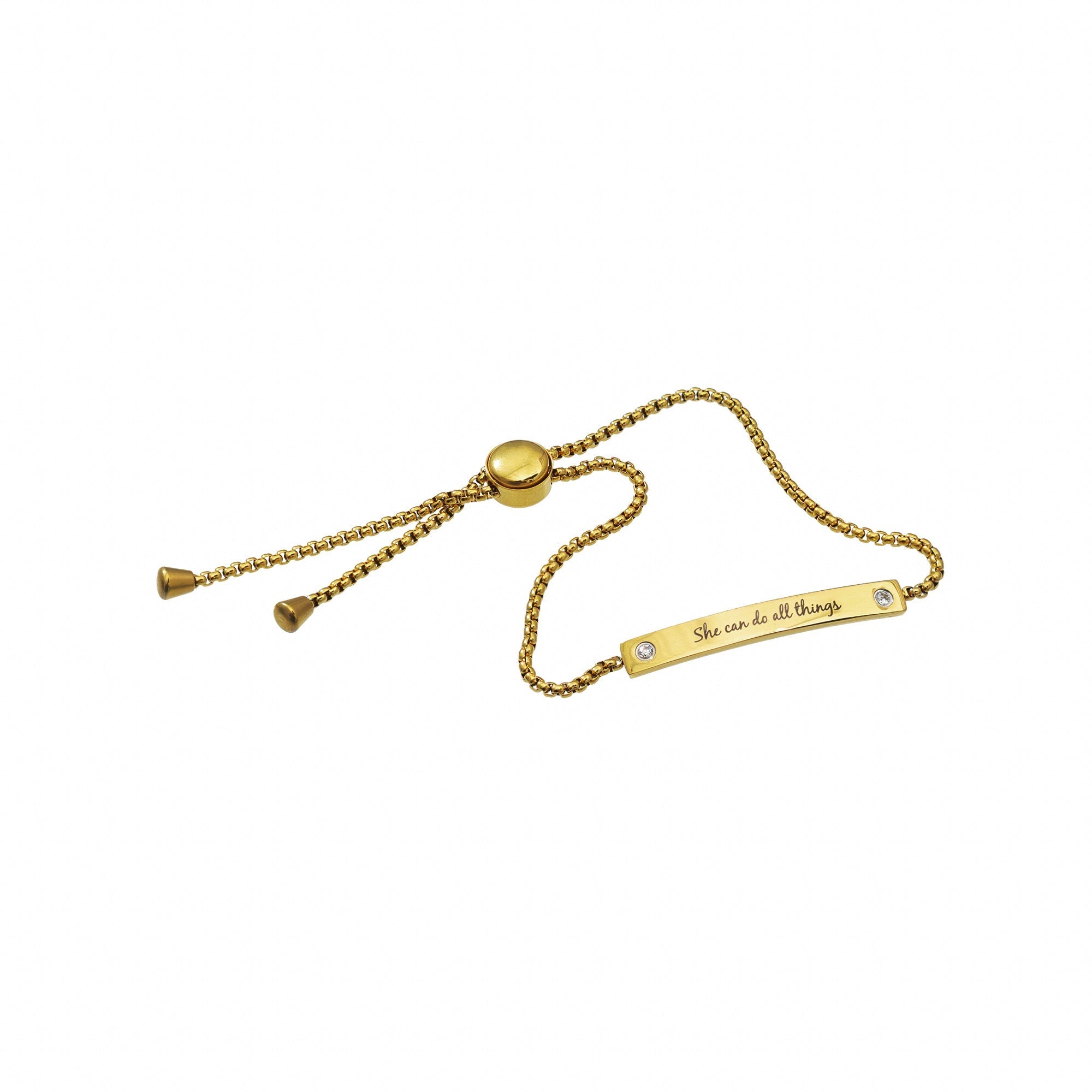 Waterproof Gold Diamond Bar Bracelet (Get it engraved!)