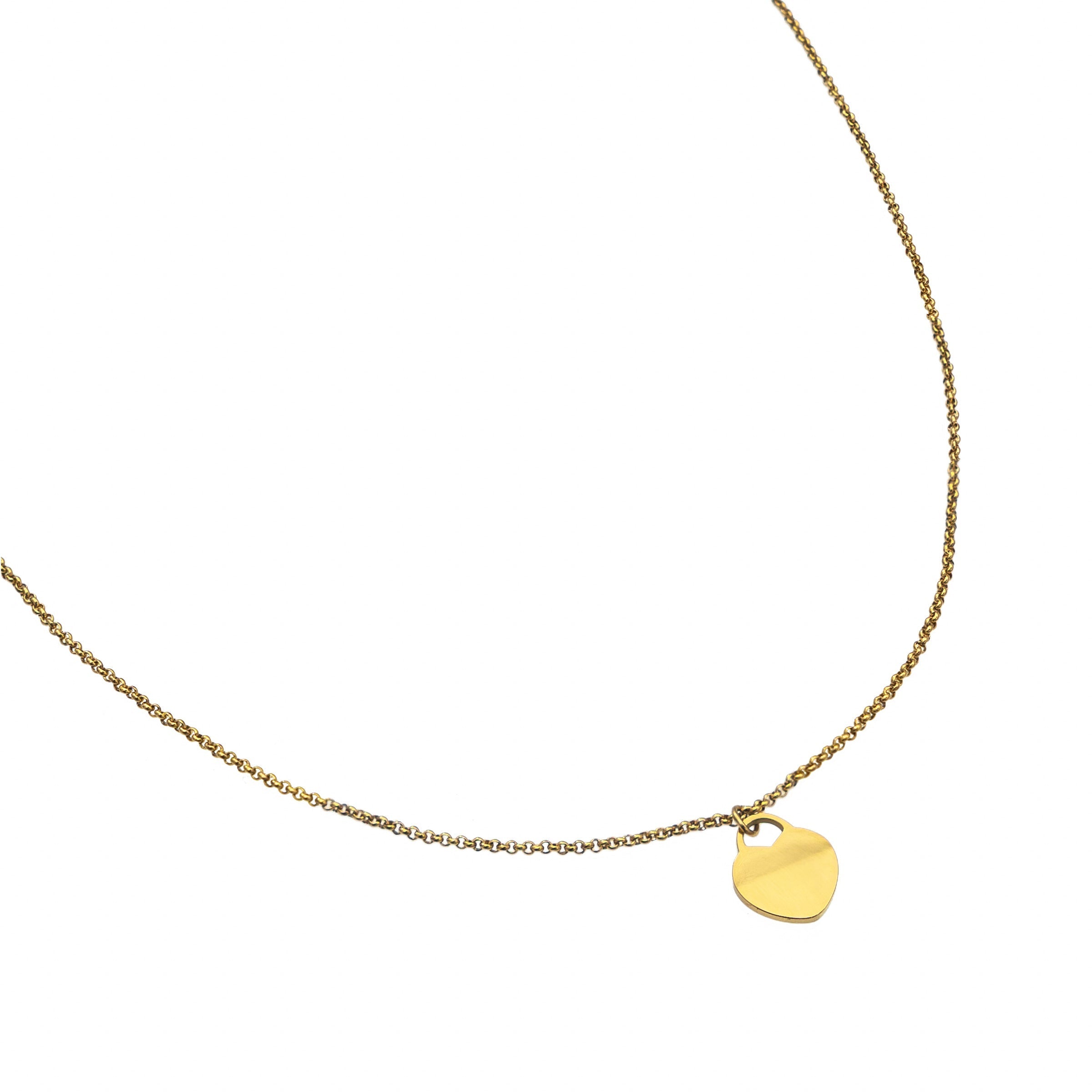 Waterproof Simple Gold Heart Necklace (Get it engraved!)