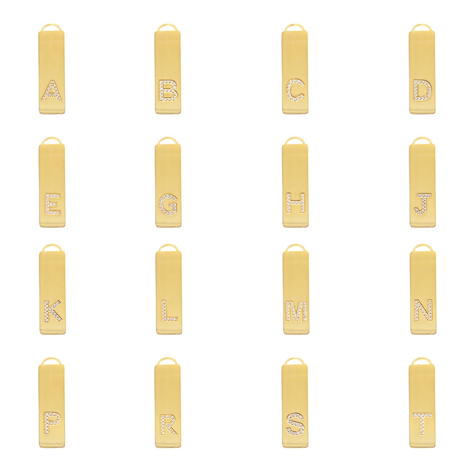 Waterproof Gold Initial Bar Pendant Necklace - Set of 16
