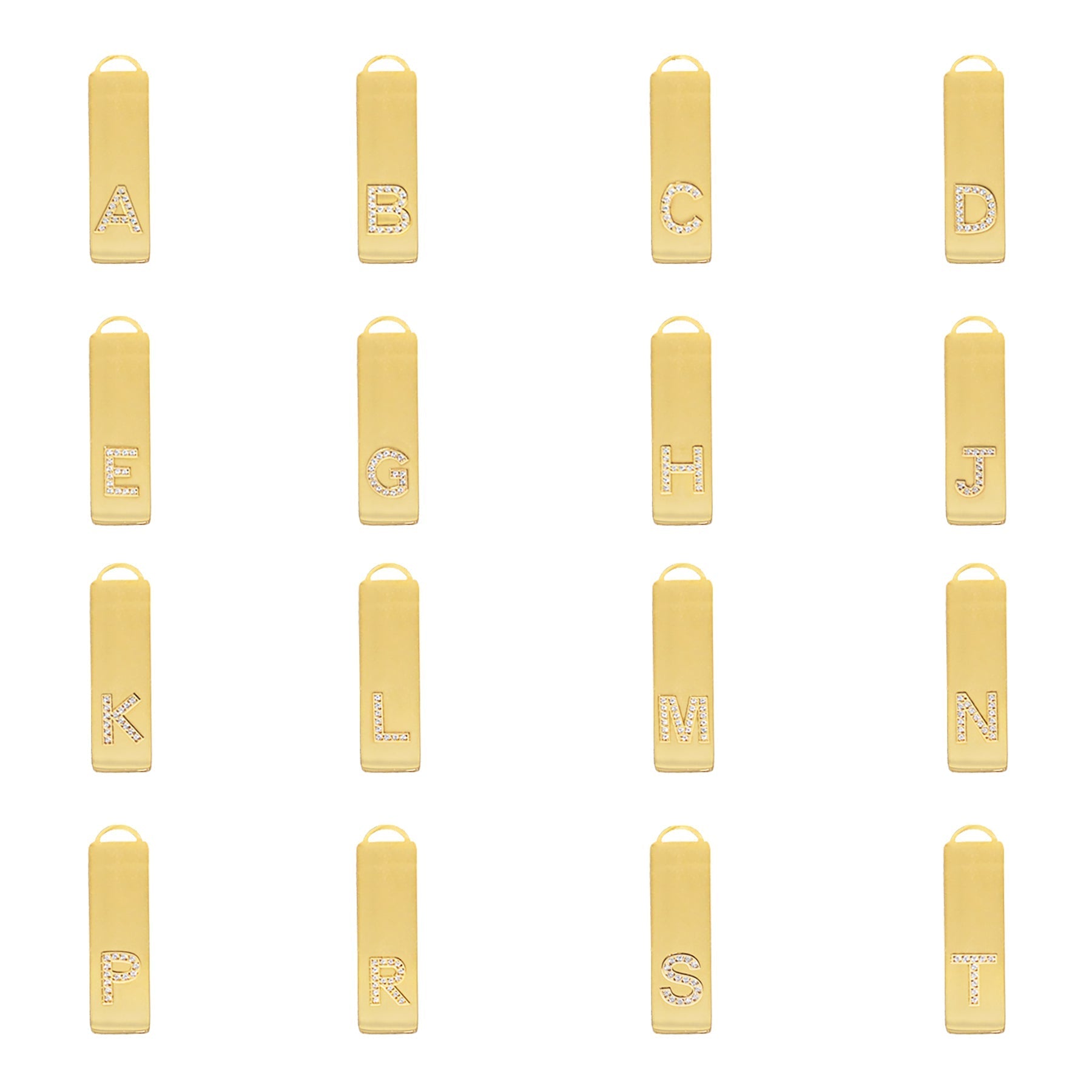 Waterproof Gold Initial Bar Pendant Necklace