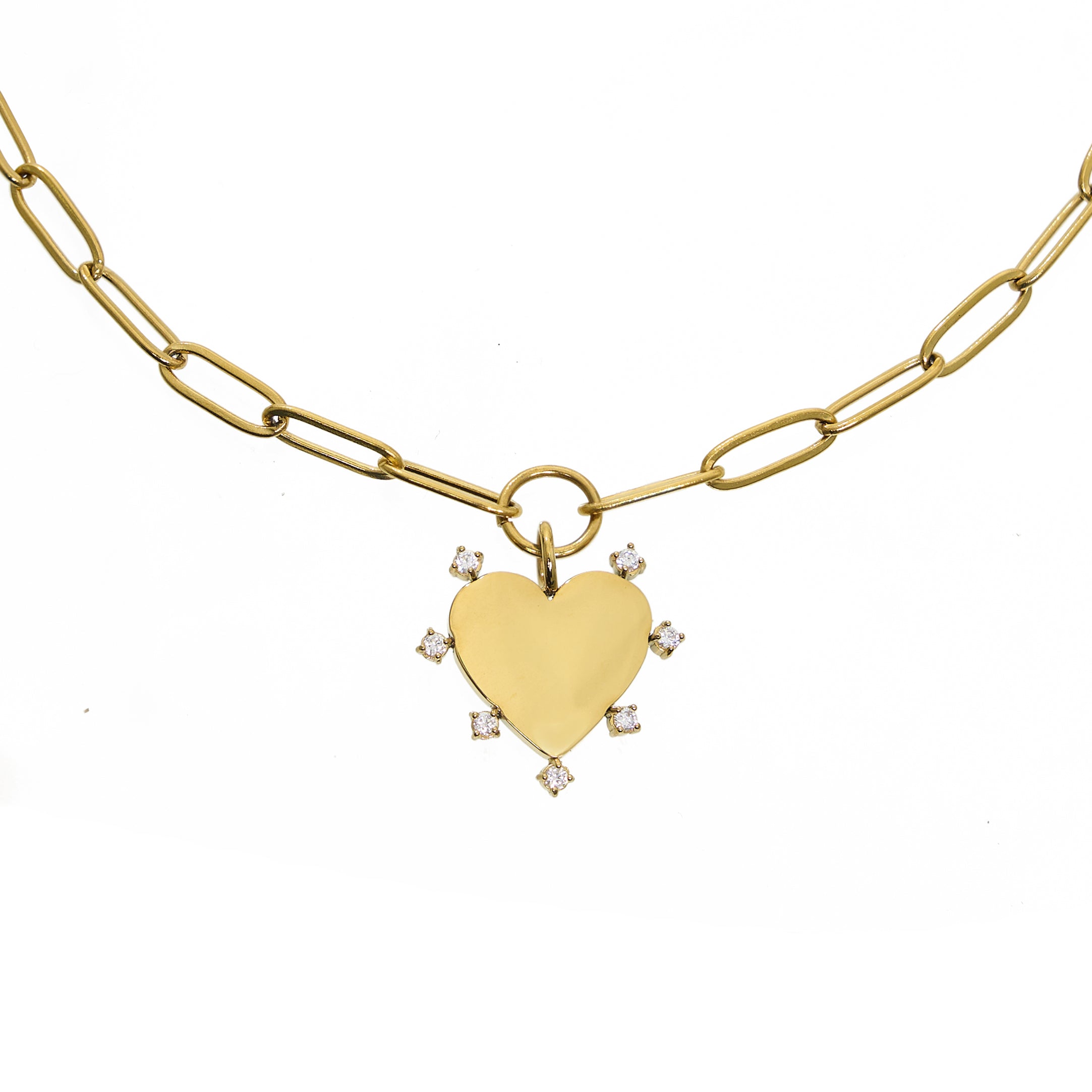 Waterproof Gold Paperclip Heart Necklace (Get it engraved!)