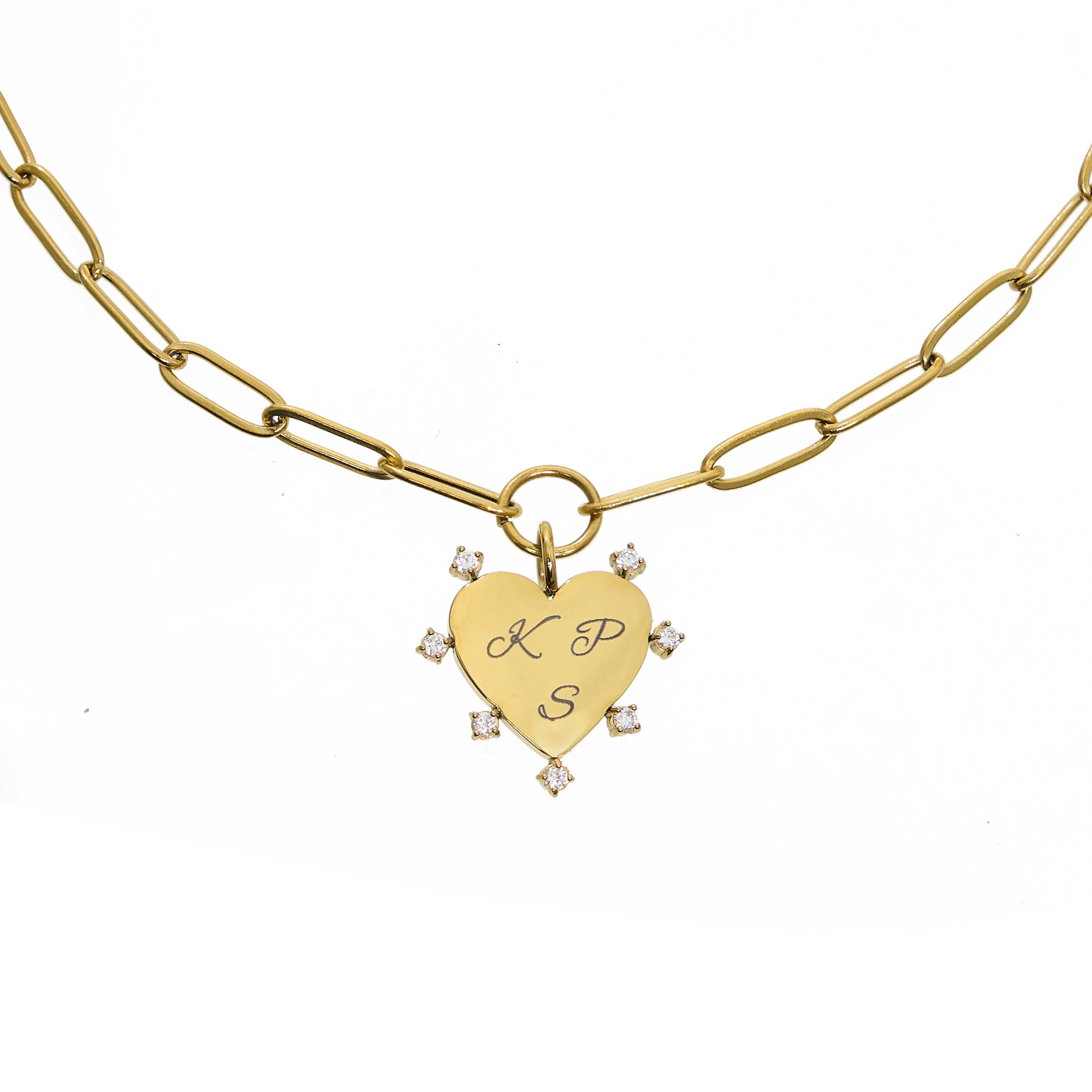 Waterproof Gold Paperclip Heart Necklace (Get it engraved!)