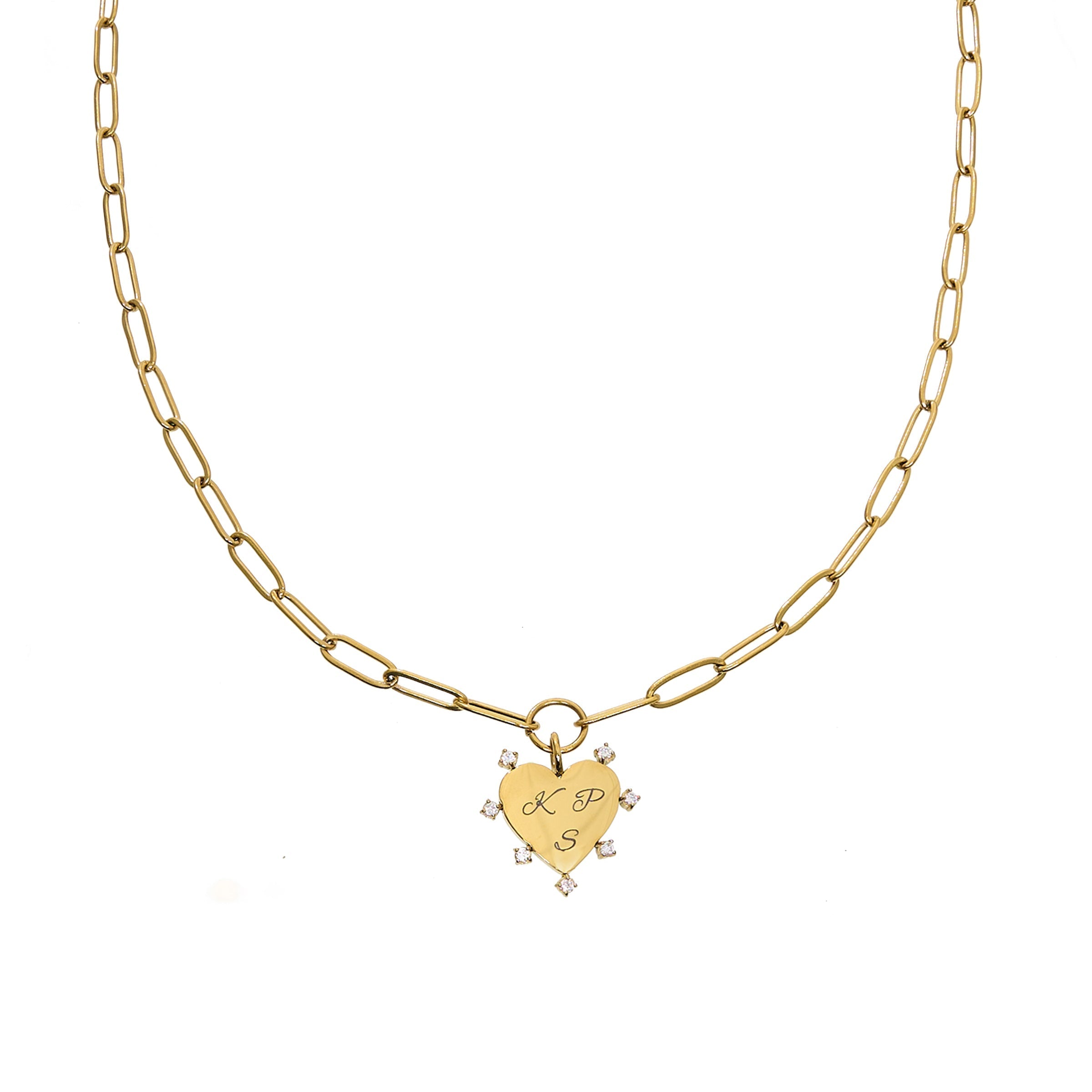 Waterproof Gold Paperclip Heart Necklace (Get it engraved!)