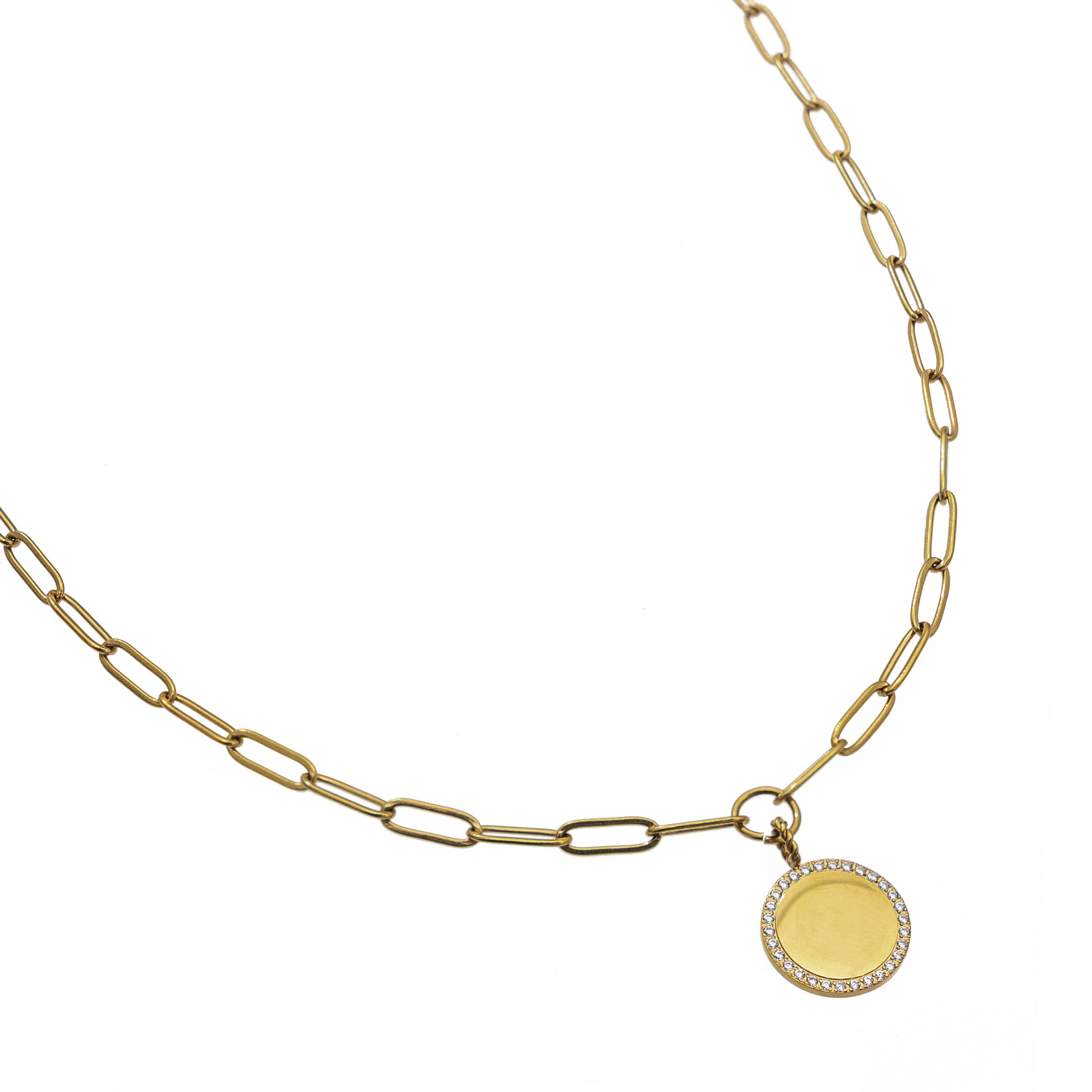 Waterproof Gold Paperclip Coin Necklace (Get it engraved!)