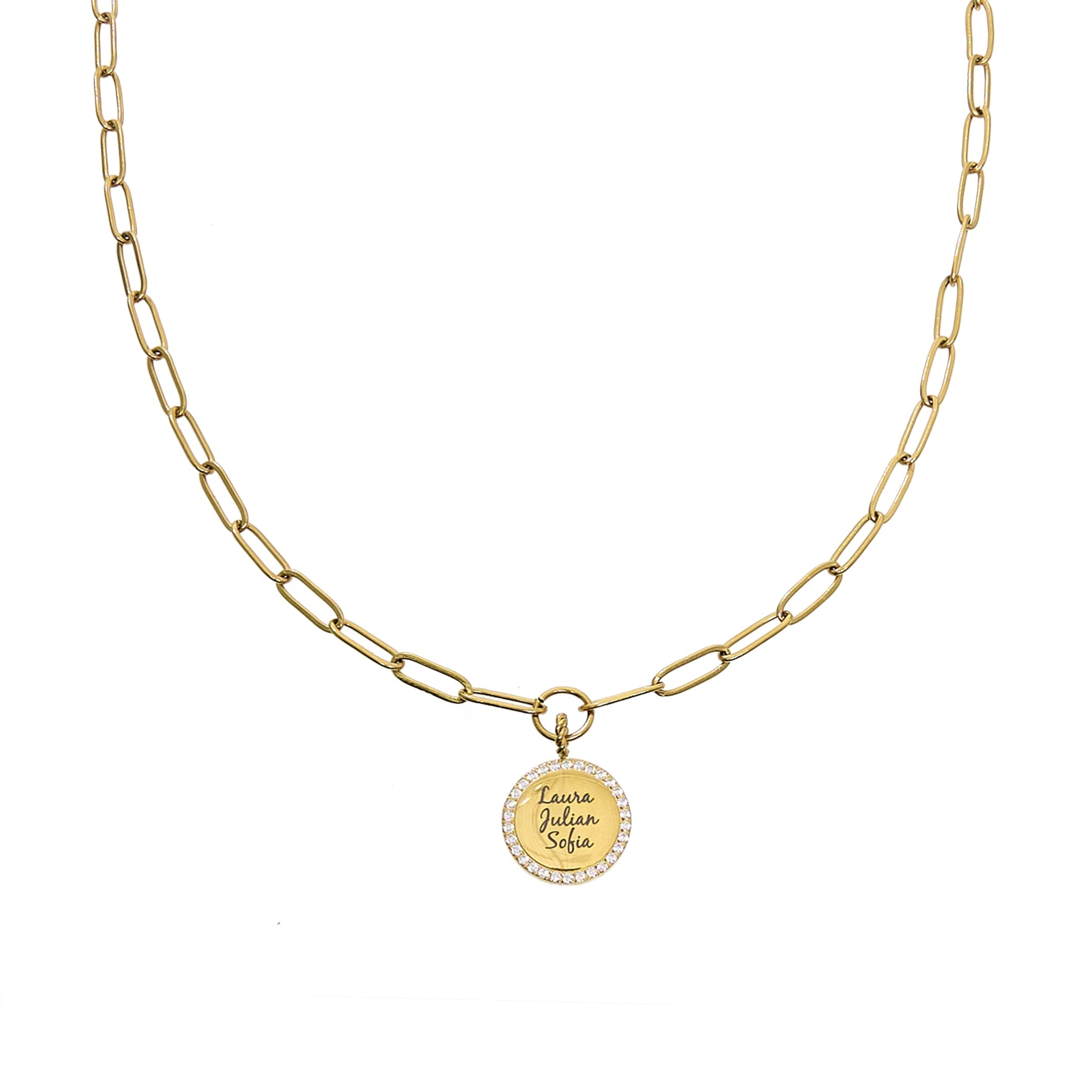 Waterproof Gold Paperclip Coin Necklace (Get it engraved!)