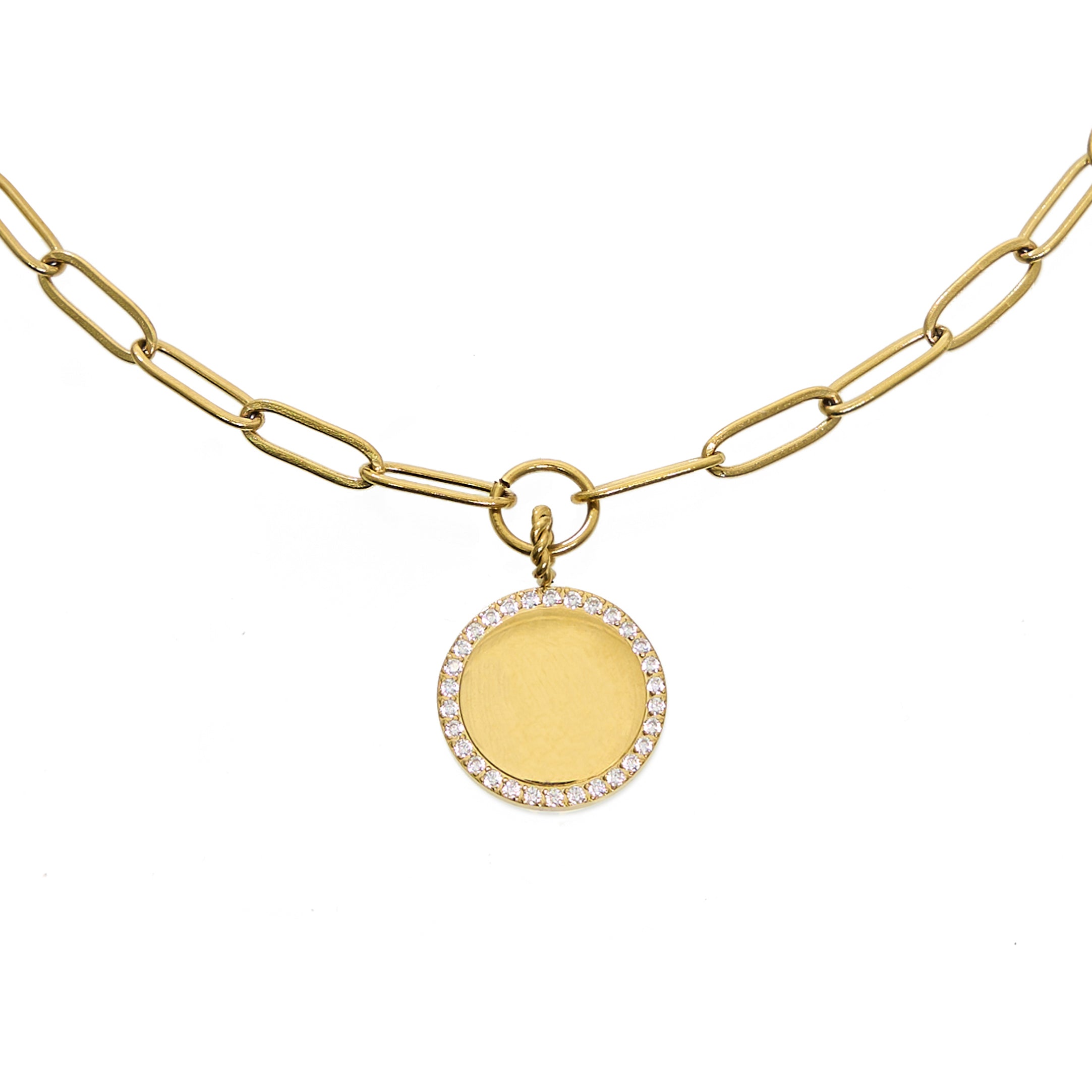 Waterproof Gold Paperclip Coin Necklace (Get it engraved!)