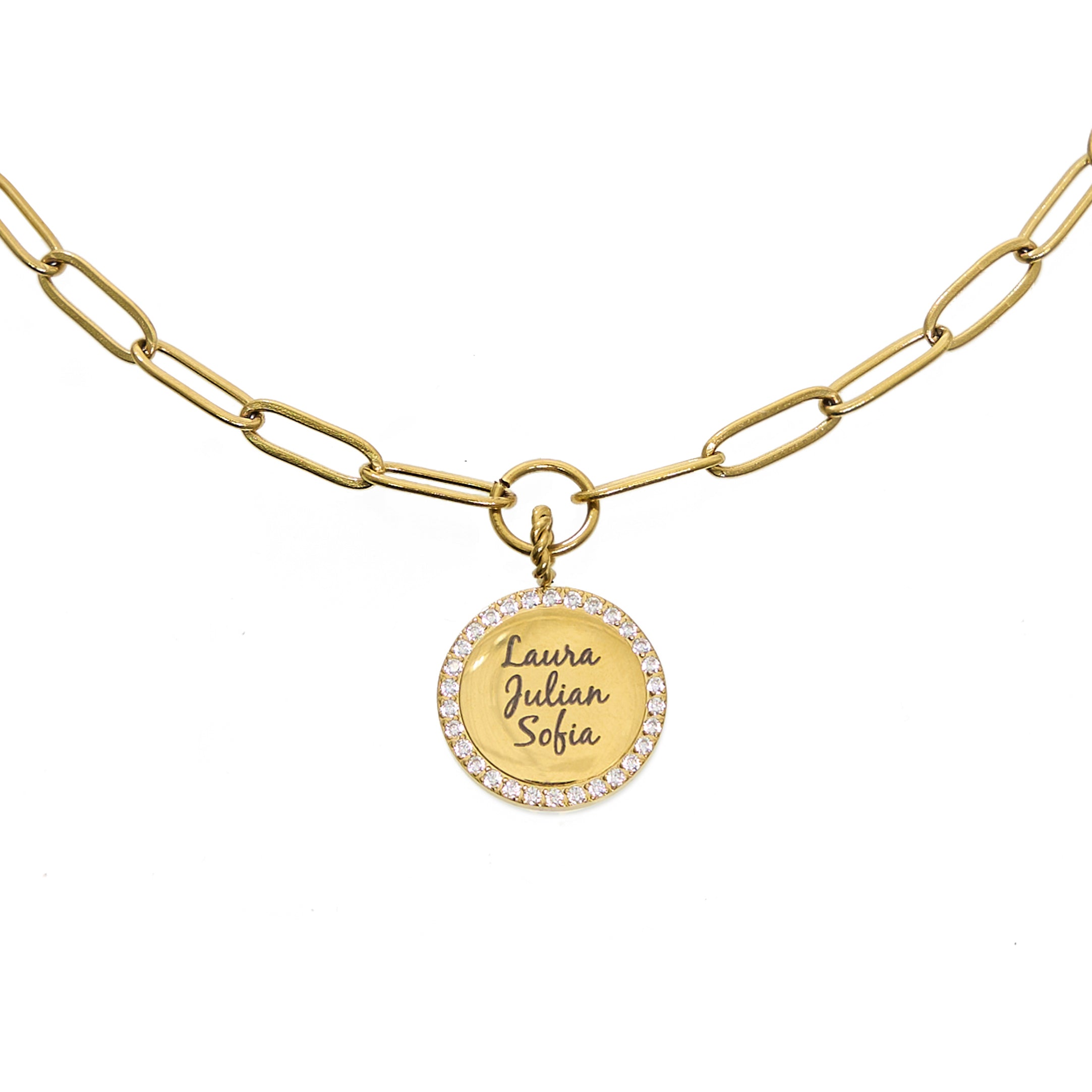 Waterproof Gold Paperclip Coin Necklace (Get it engraved!)