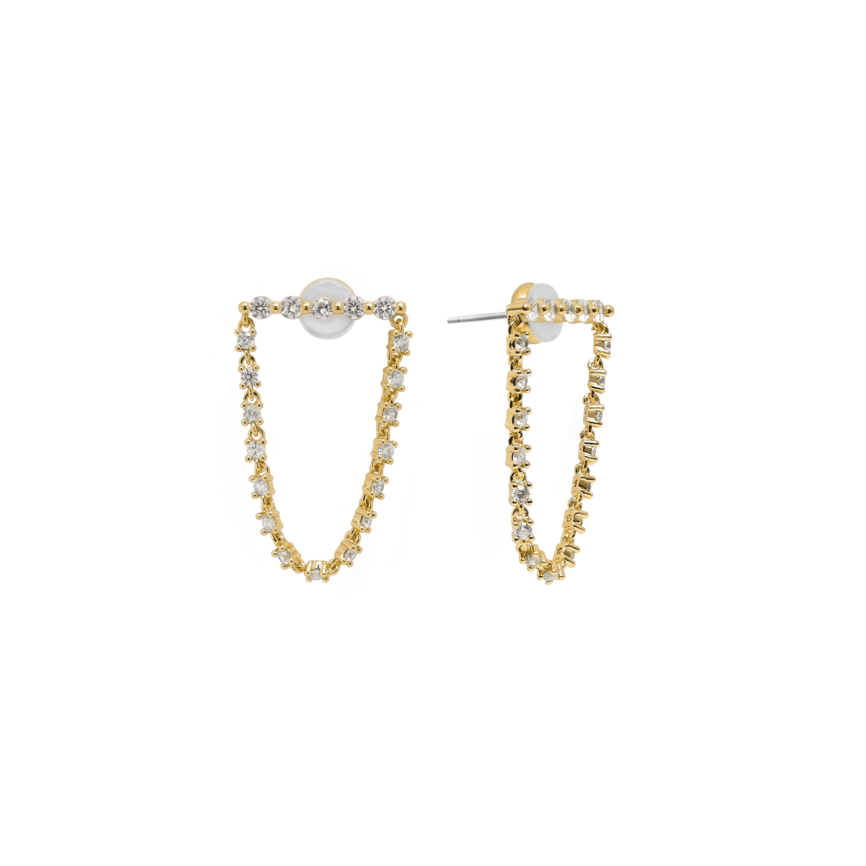 18K Gold Tennis Drop Earrings