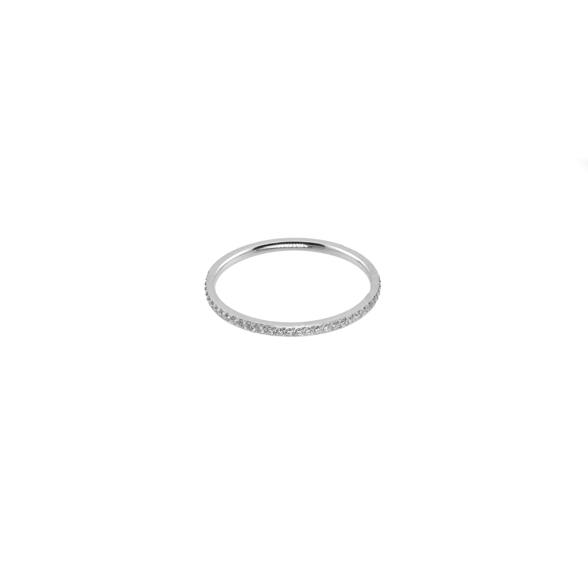 Waterproof Silver Dainty Tennis Ring Band