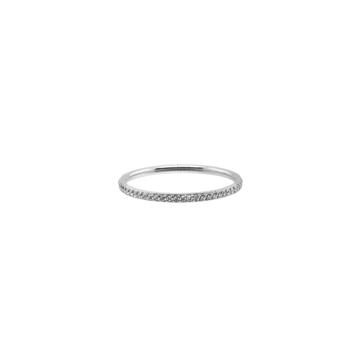 Waterproof Silver Dainty Tennis Ring Band