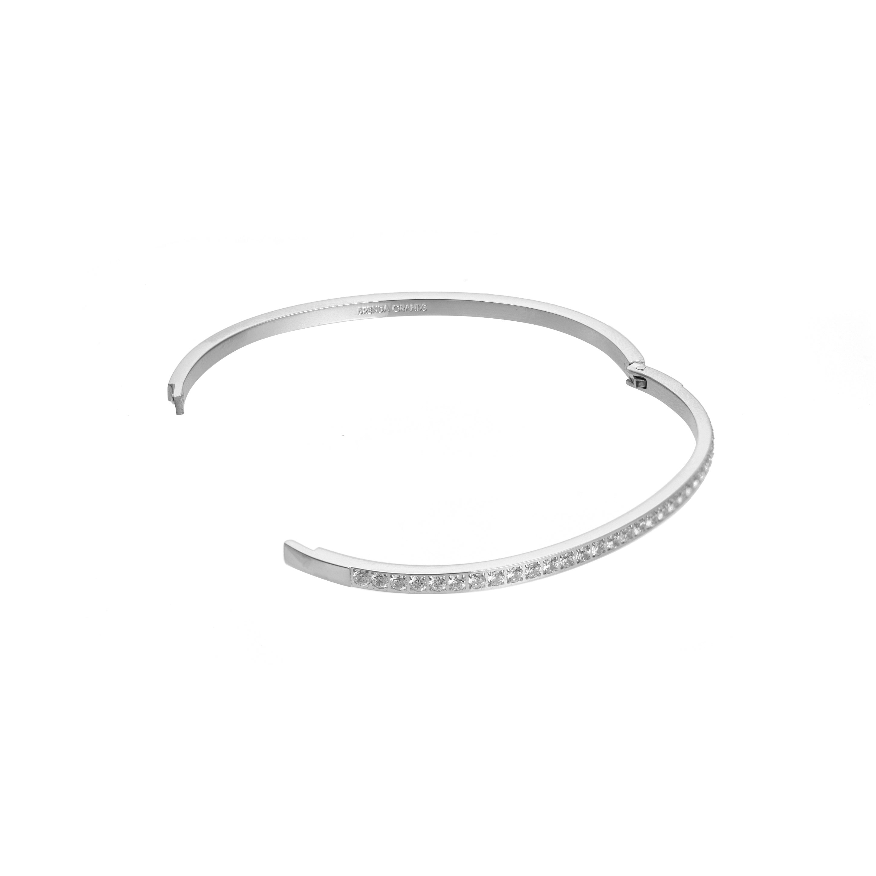 Waterproof Silver Lined Diamond Bangle