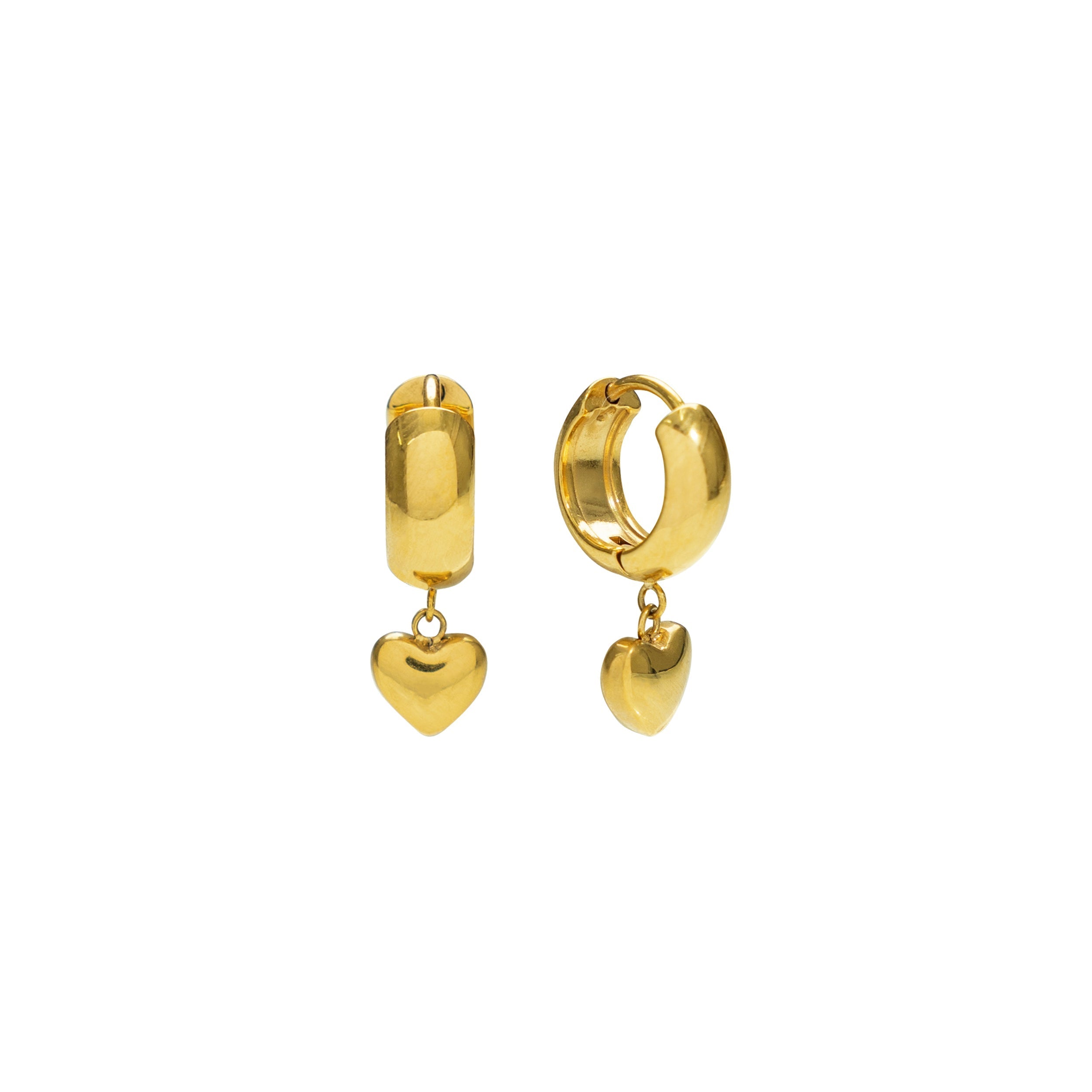 Waterproof Gold Heart Hoop Earrings