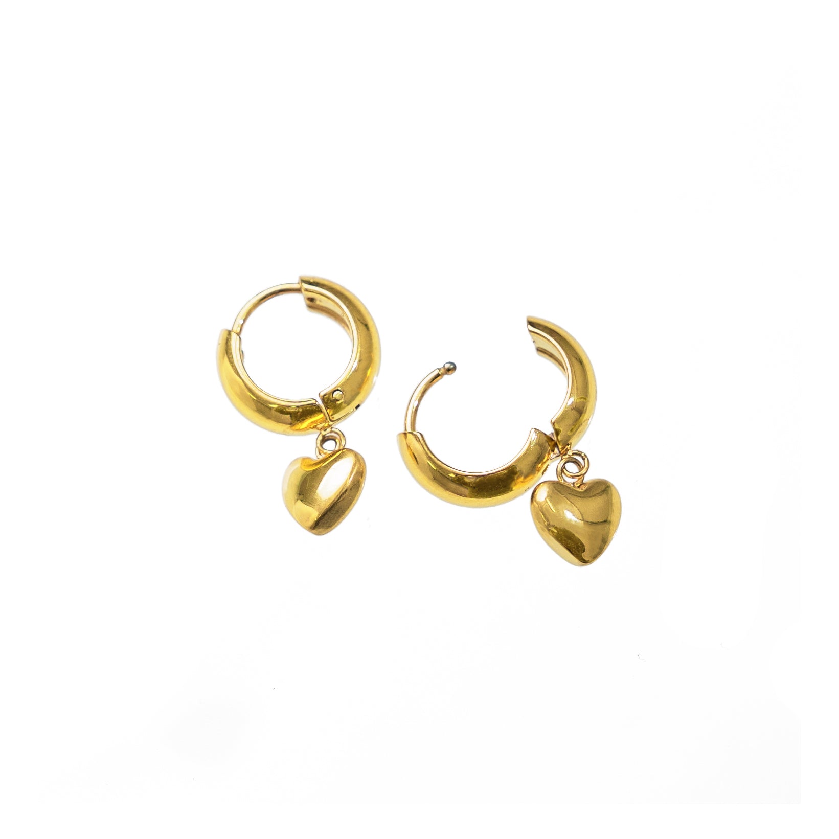 Waterproof Gold Heart Hoop Earrings