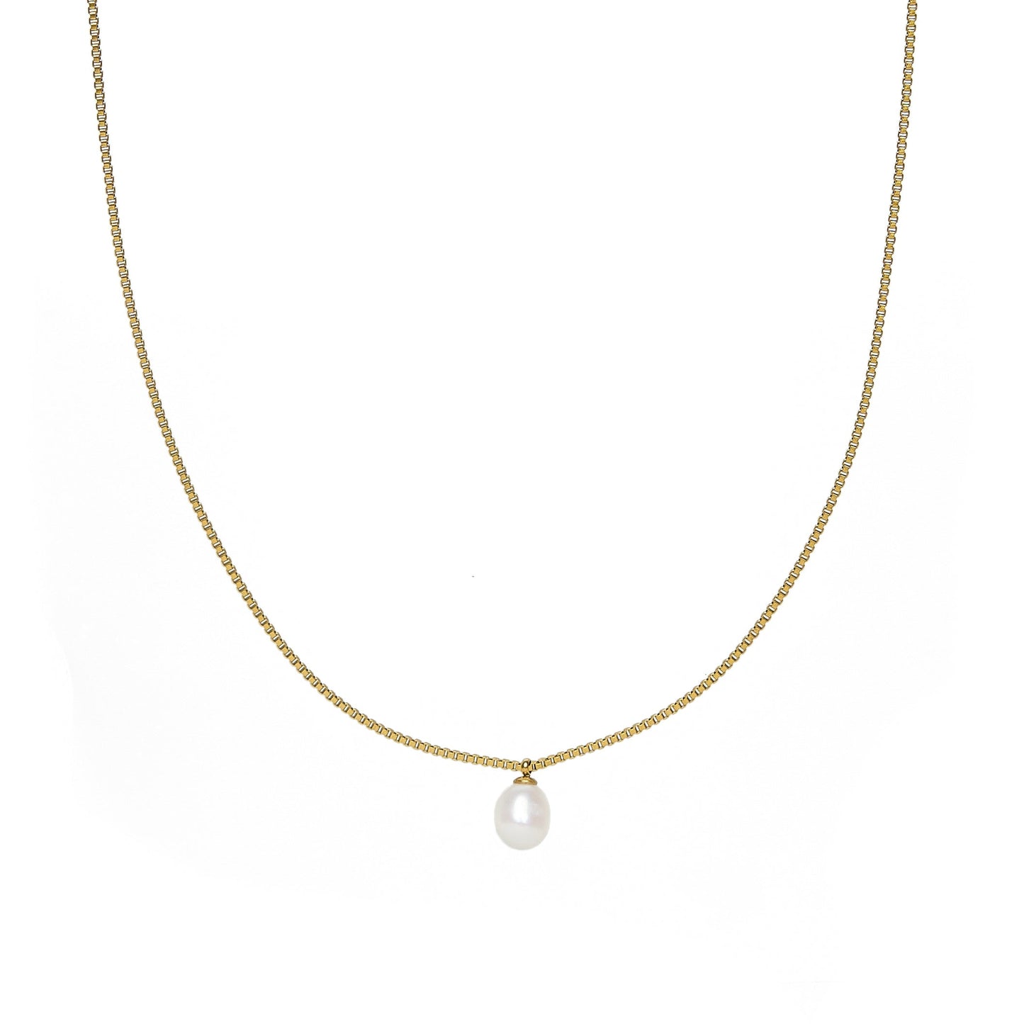 Box Chain Pearl Necklace
