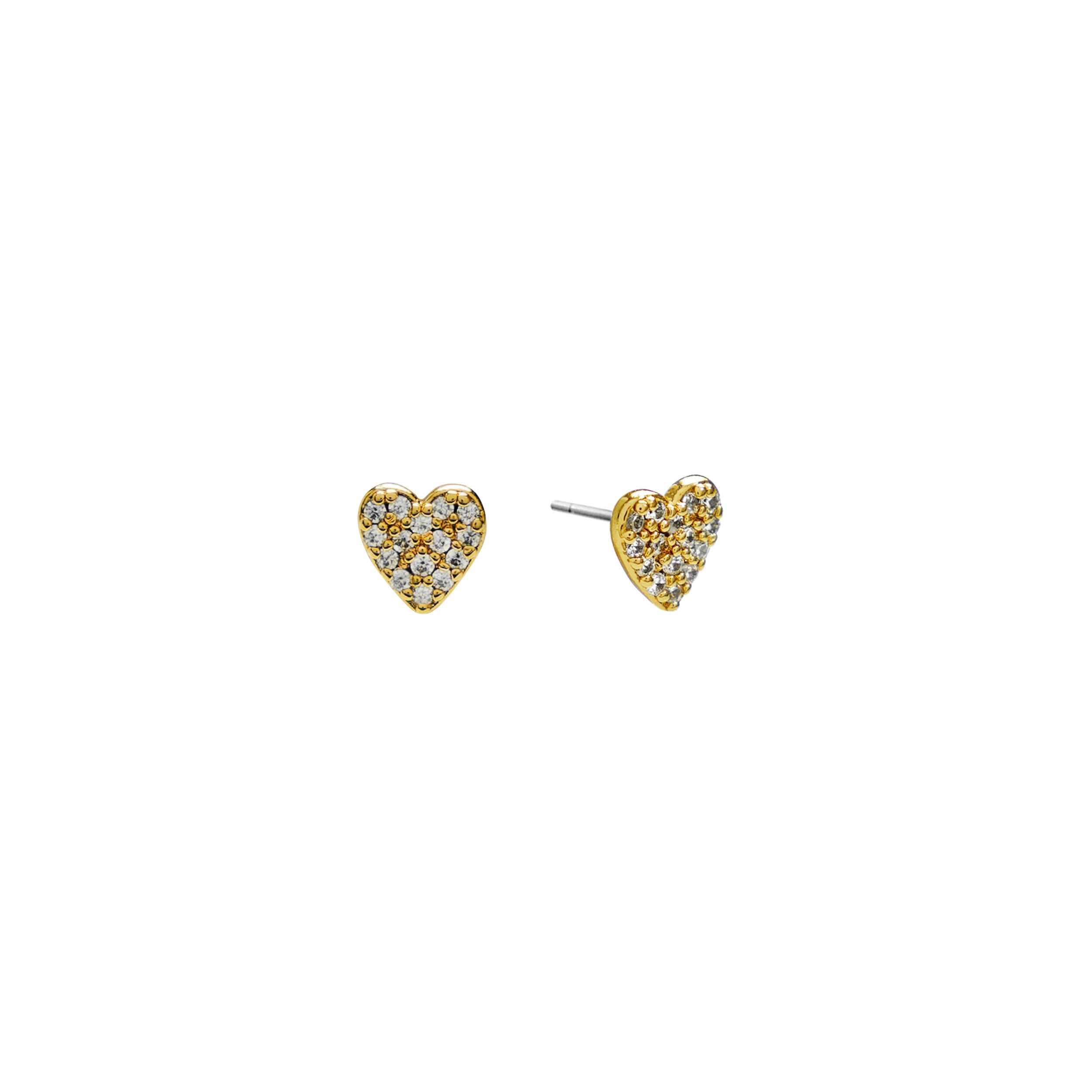 18K Gold Dainty Diamond Heart Studs