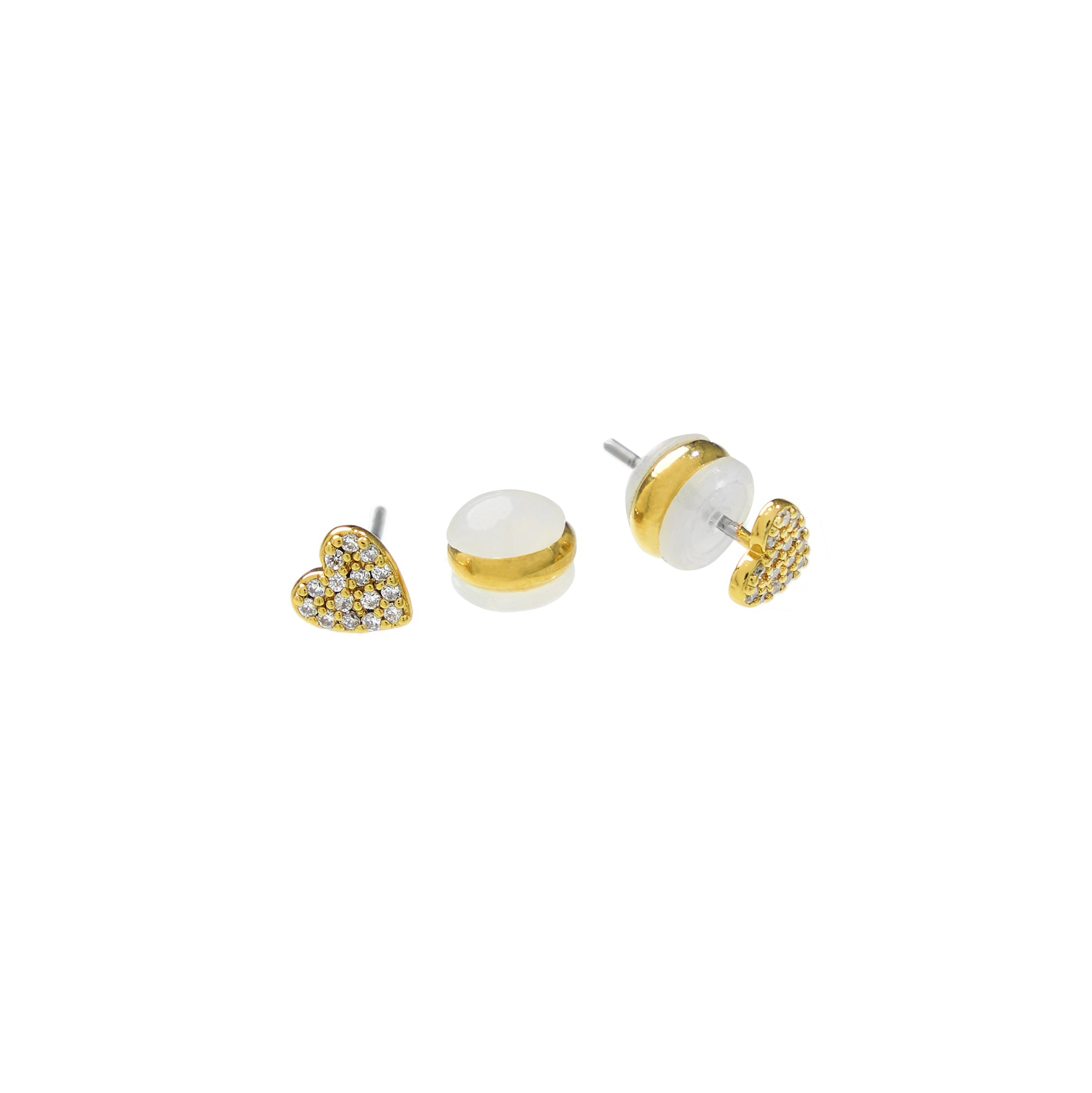 18K Gold Dainty Tennis Heart Studs