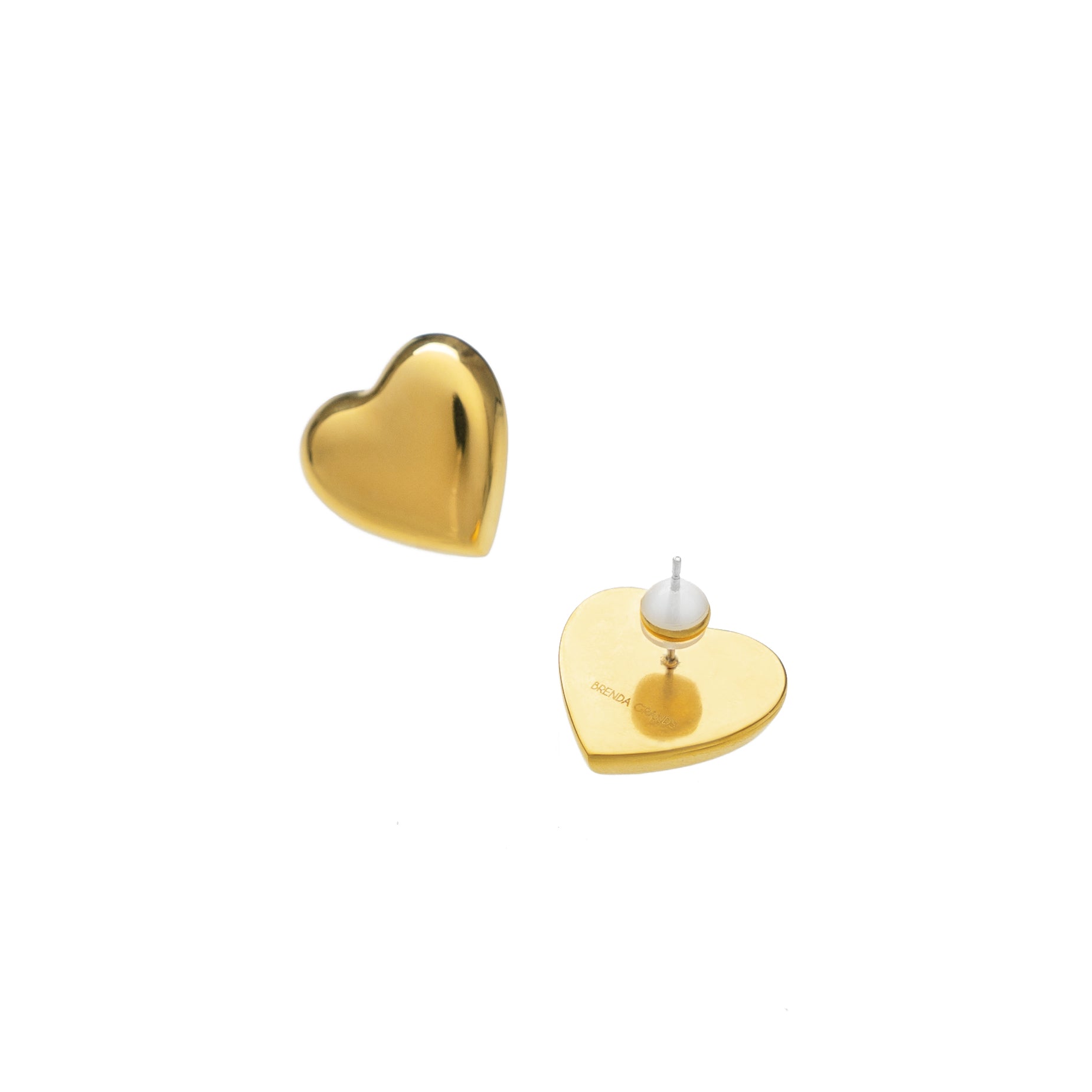 Waterproof Gold Statement Heart Studs