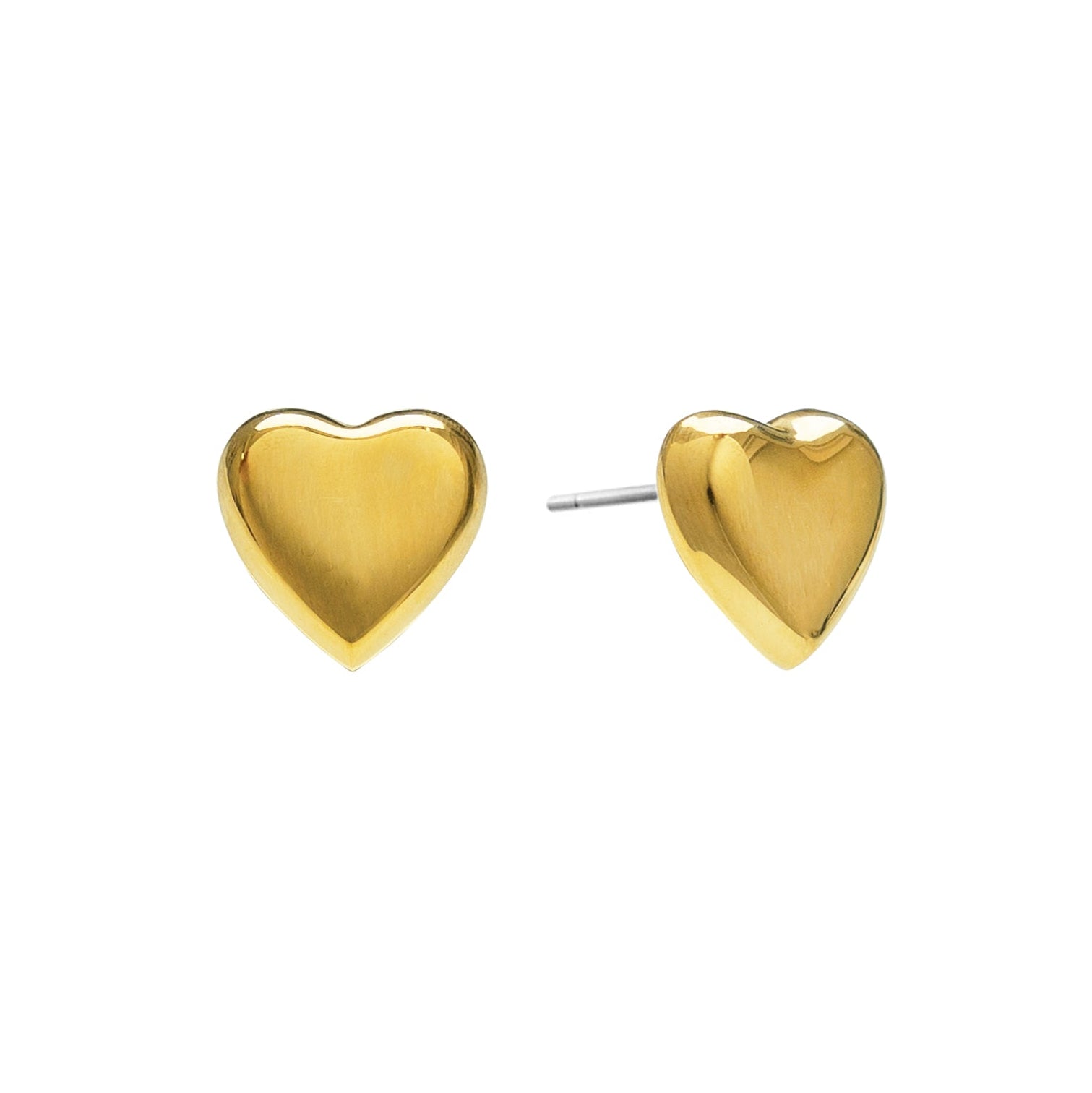 Waterproof Gold Statement Heart Studs